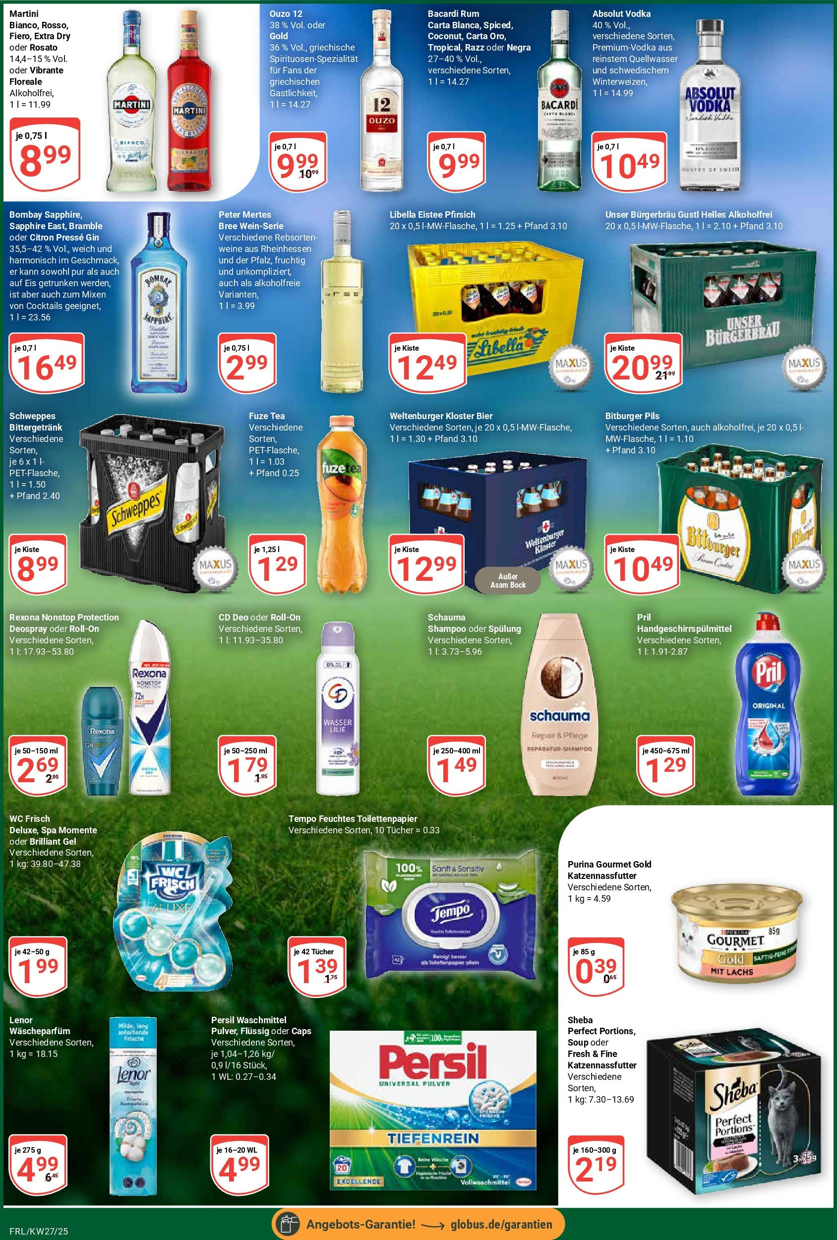Globus prospekt Freilassing	 (ab 29.06.2025) » Angebote online | Seite: 7 | Produkte: Bacardi, Bier, Pfirsich, Toilettenpapier