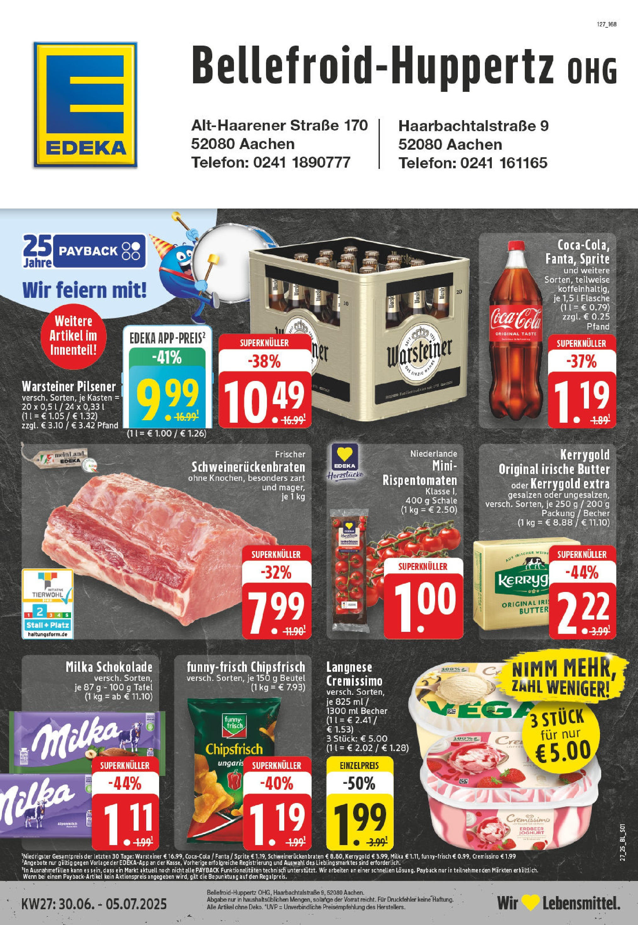 EDEKA Prospekt ab 29.06.2025 - Prospekt Aachen-Haaren Online Vorschau von dem Prospekt des Geschäftes Edeka, gültig ab dem 29.06.2025