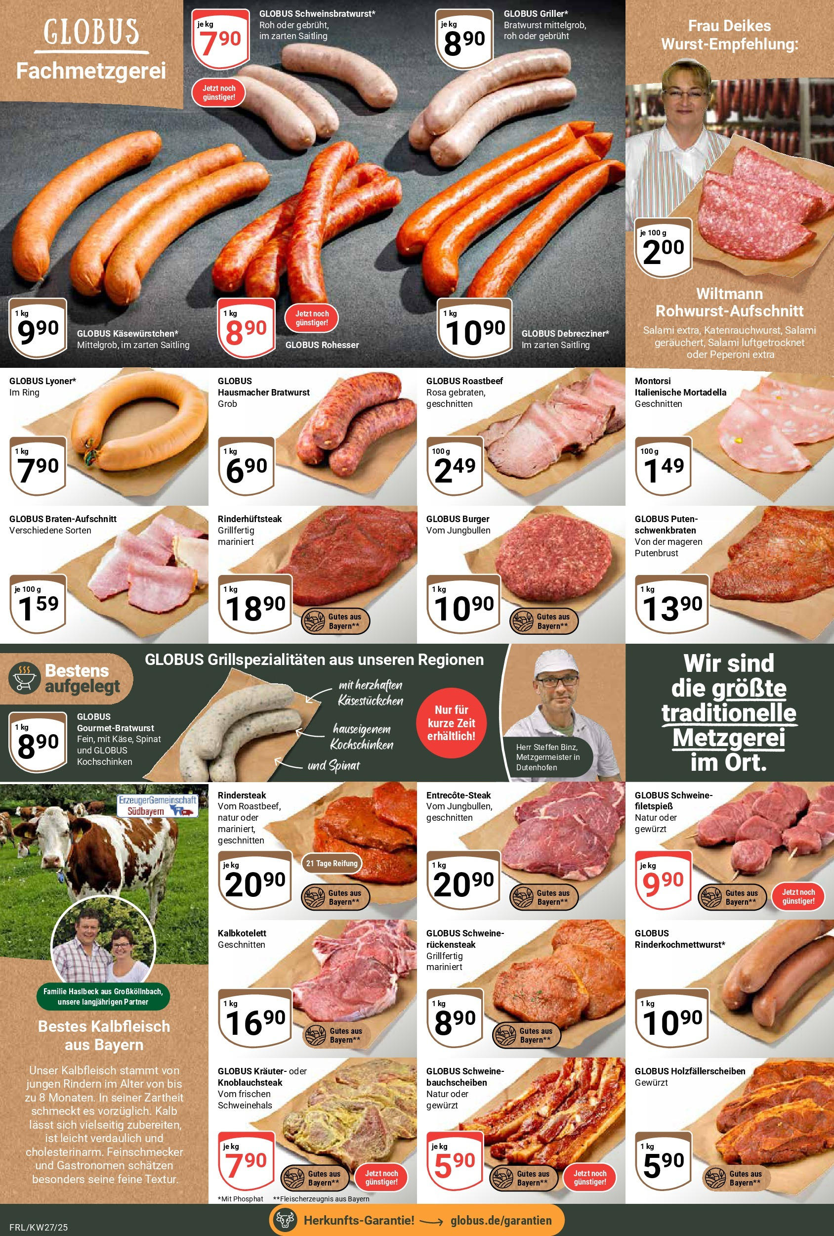 Globus prospekt Freilassing	 (ab 29.06.2025) » Angebote online | Seite: 11 | Produkte: Burger, Roastbeef, Salami, Steak