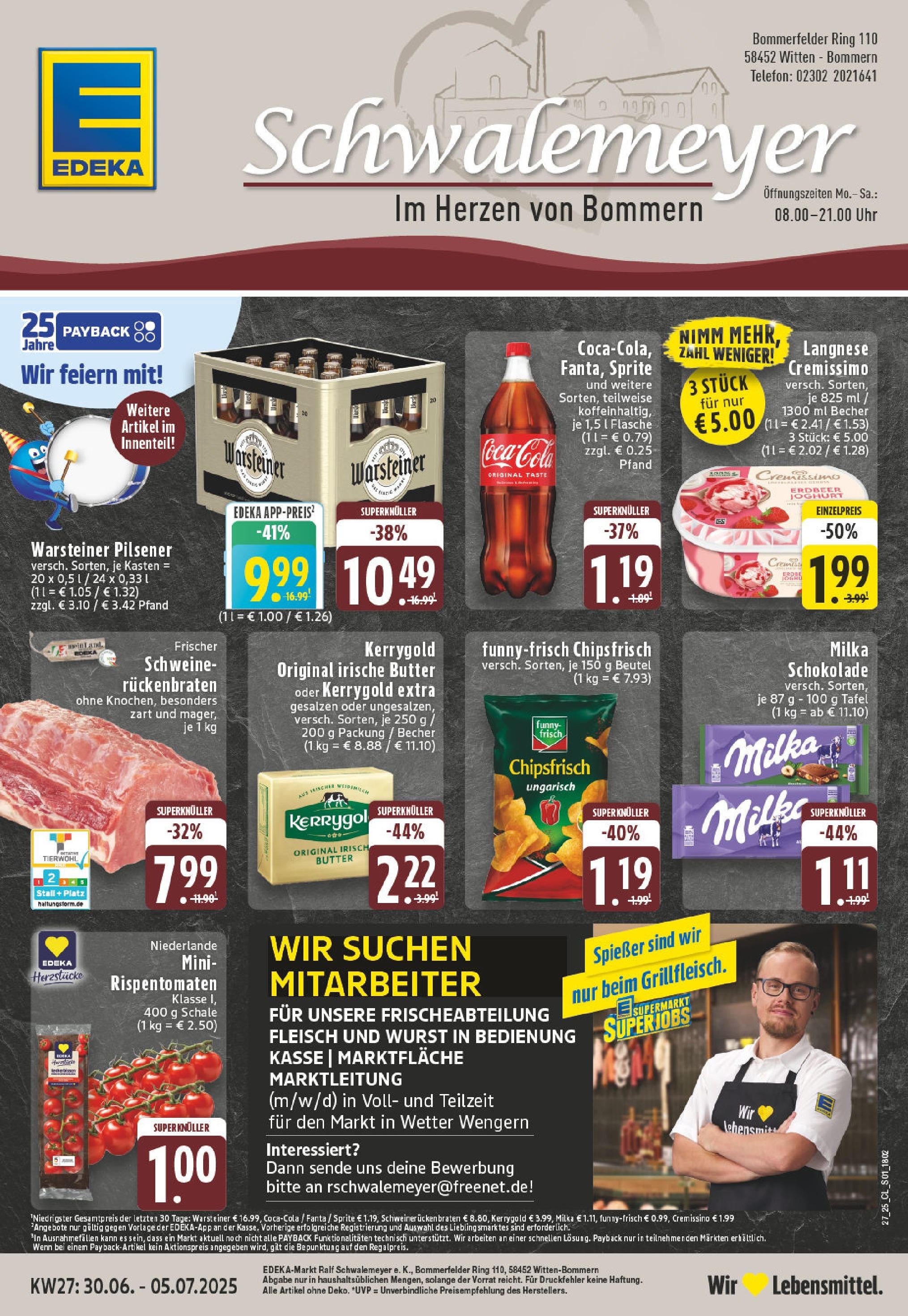 EDEKA Prospekt ab 29.06.2025 - Prospekt Witten-Bommern Online Vorschau von dem Prospekt des Geschäftes Edeka, gültig ab dem 29.06.2025