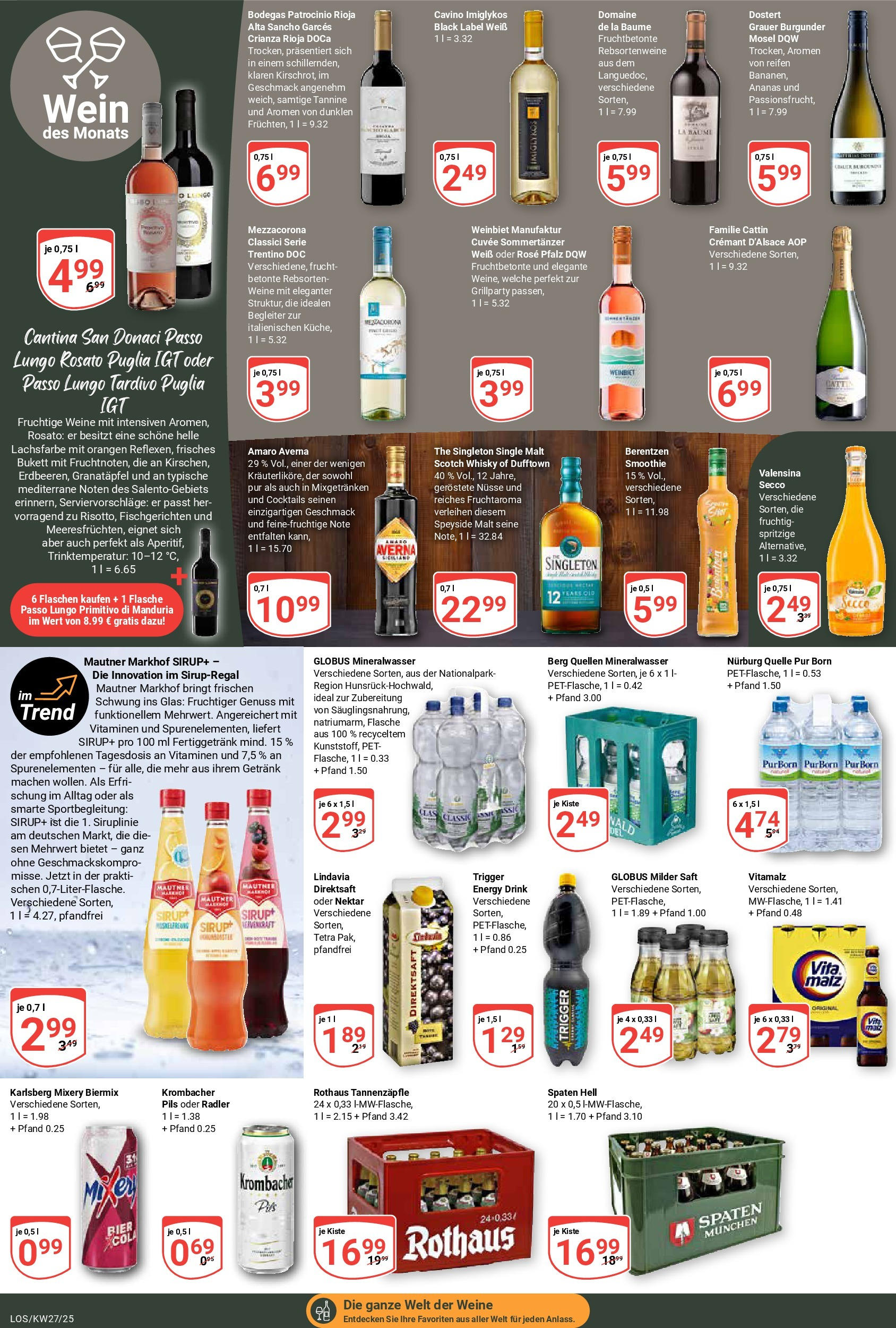 Globus prospekt Losheim Am See	 (ab 29.06.2025) » Angebote online | Seite: 23 | Produkte: Energy, Valensina, Krombacher, Mixery