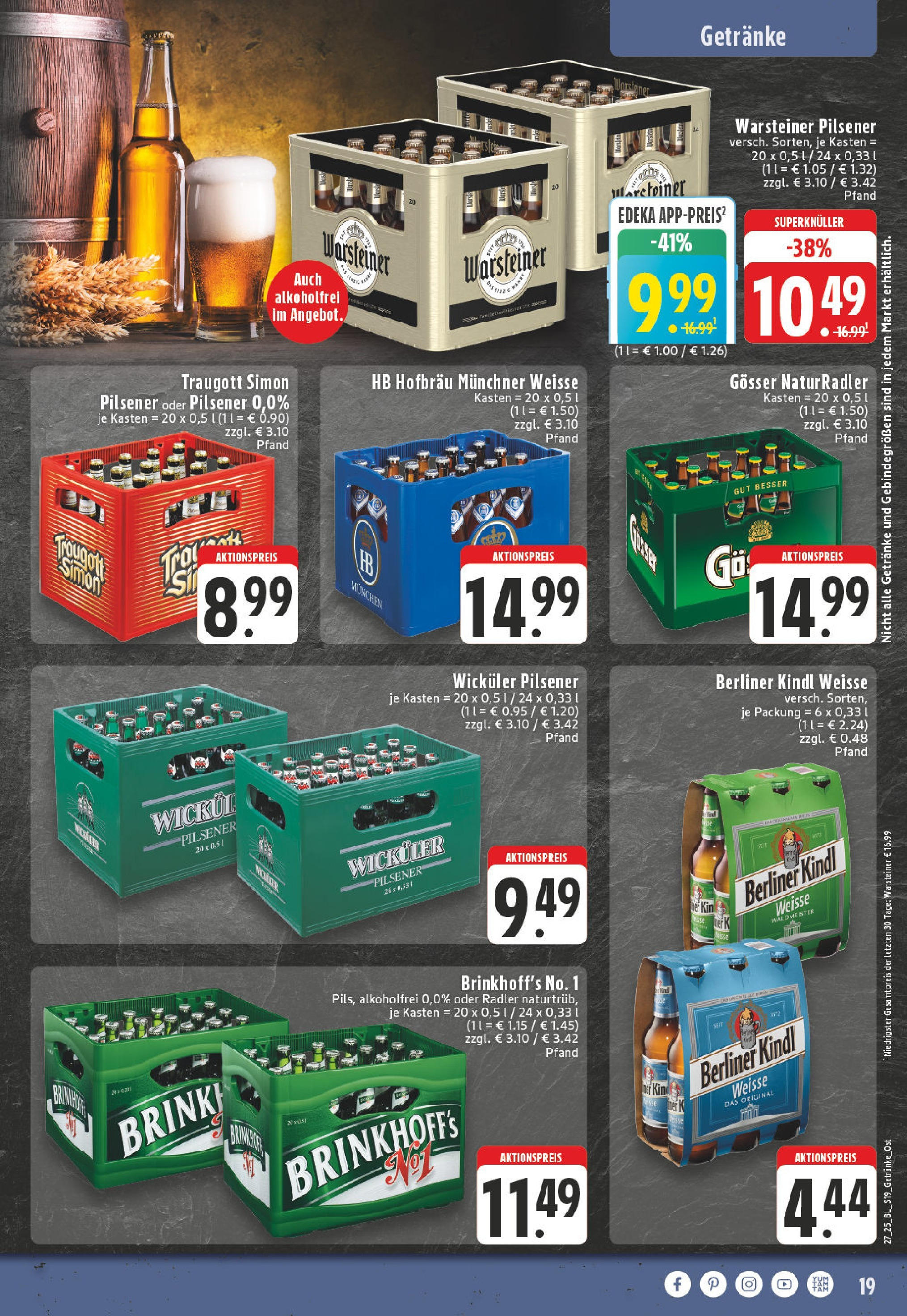 Edeka prospekt Marienmuenster-Voerden	 (ab 29.06.2025) » Angebote Online | Seite: 19 | Produkte: Berliner, Radler, Warsteiner
