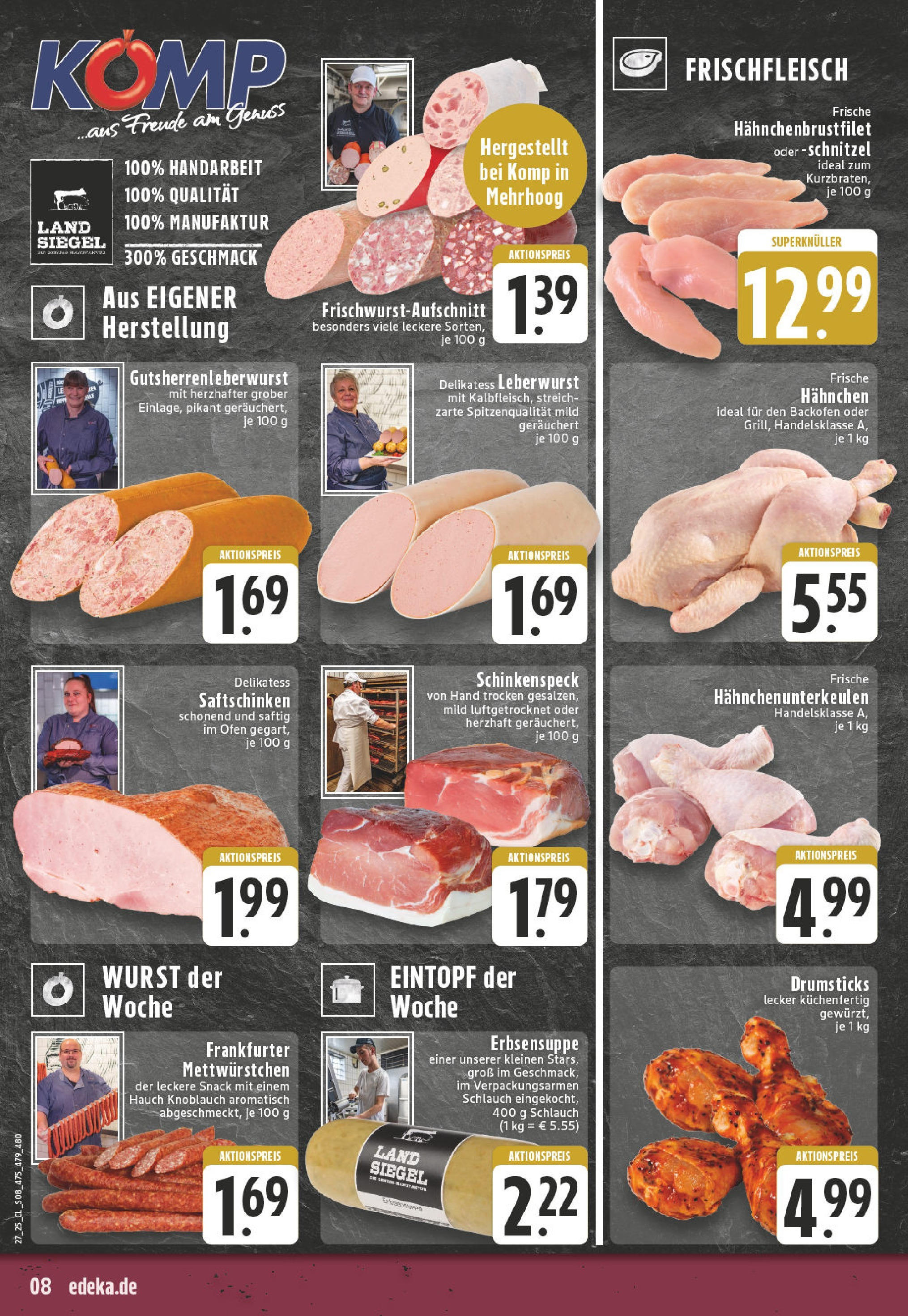 Edeka prospekt Wesel-Obrighoven	 (ab 29.06.2025) » Angebote Online | Seite: 8 | Produkte: Ofen, Hahnchen, Schnitzel, Wurst
