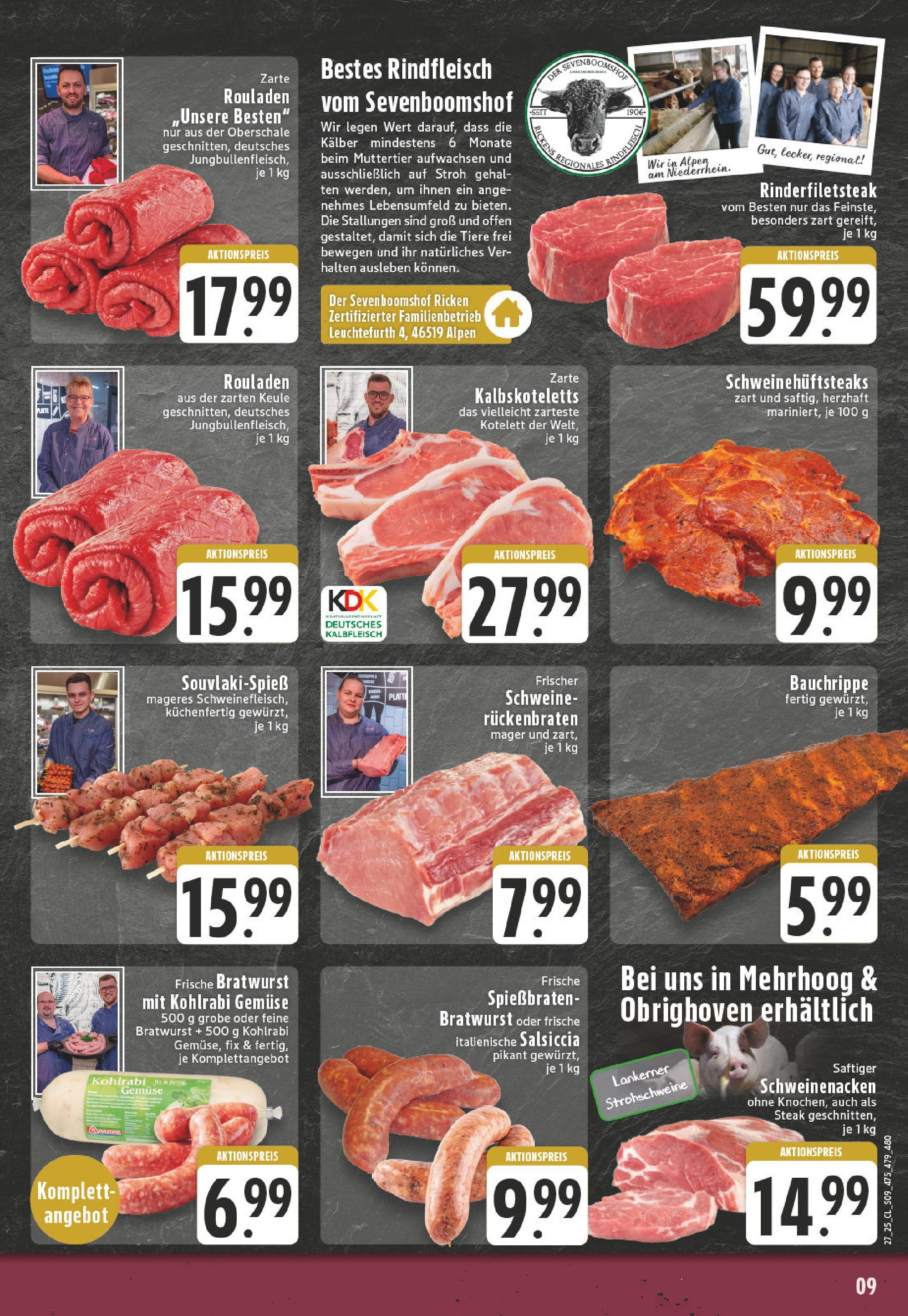 Edeka prospekt Wesel-Obrighoven	 (ab 29.06.2025) » Angebote Online | Seite: 9 | Produkte: Bratwurst, Schweinenacken, Gemüse, Rindfleisch