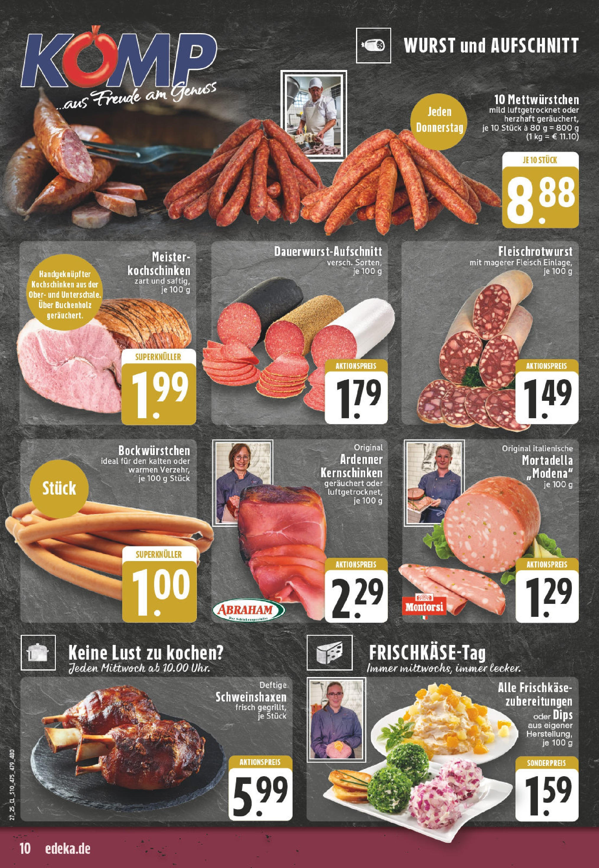 Edeka prospekt Wesel-Obrighoven	 (ab 29.06.2025) » Angebote Online | Seite: 10 | Produkte: Bockwurst, Wurst, Fleisch, Frischkase