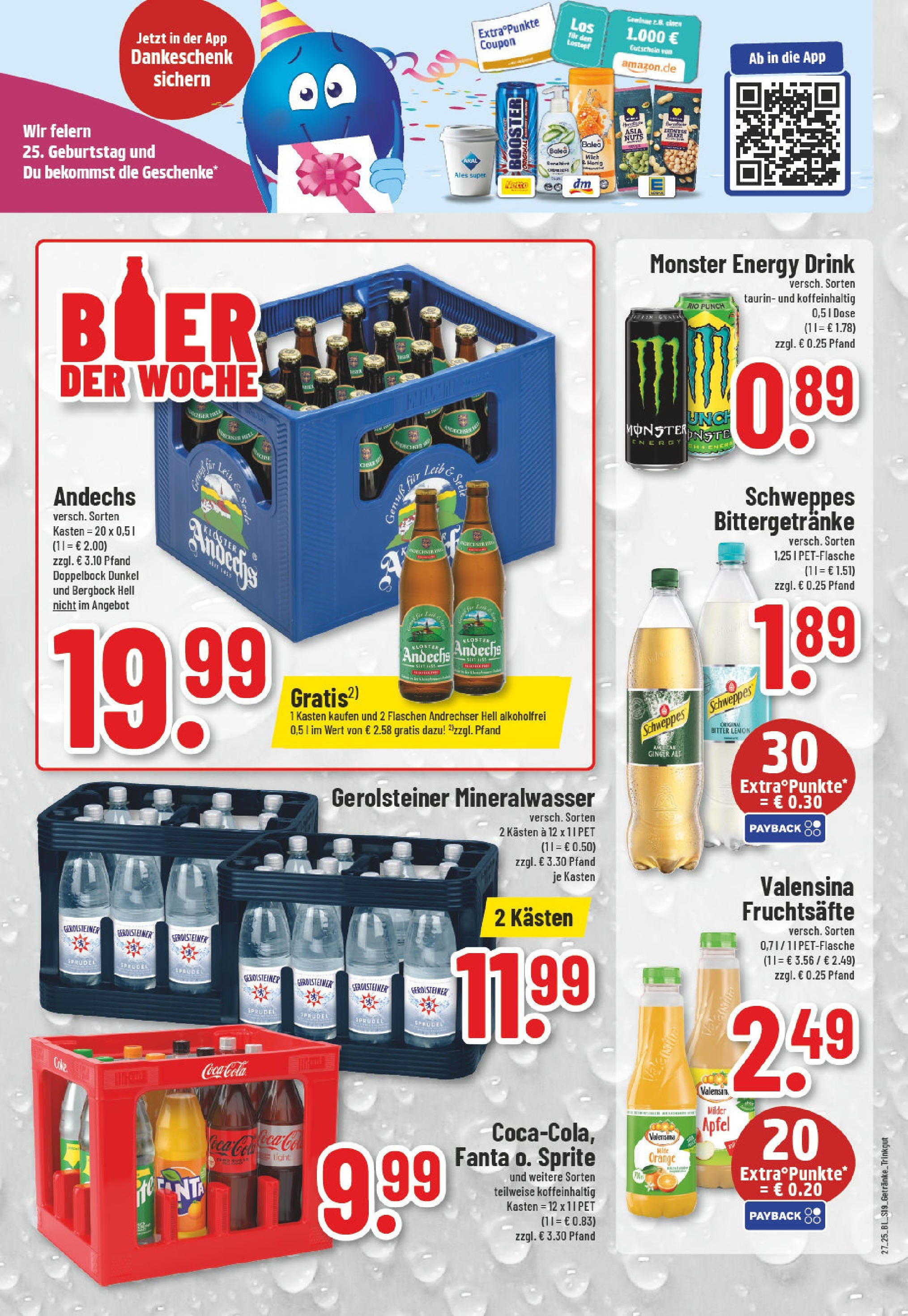 Edeka prospekt Wassenberg	 (ab 29.06.2025) » Angebote Online | Seite: 19 | Produkte: Coca cola, Fanta, Cola, Gerolsteiner
