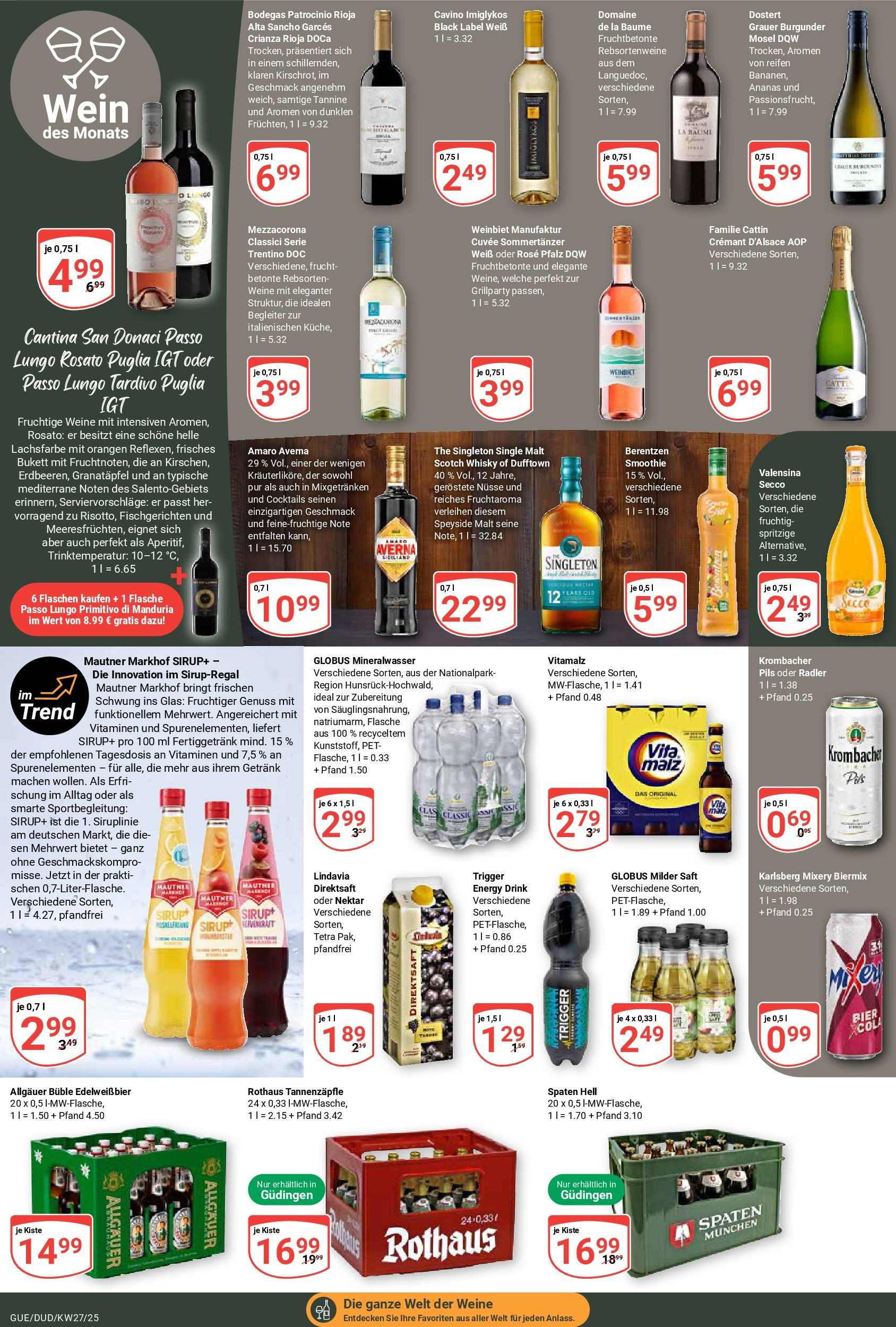 Globus prospekt Saarbrücken-Dudweiler	 (ab 29.06.2025) » Angebote online | Seite: 25 | Produkte: Whisky, Granatapfel, Pils, Mineralwasser