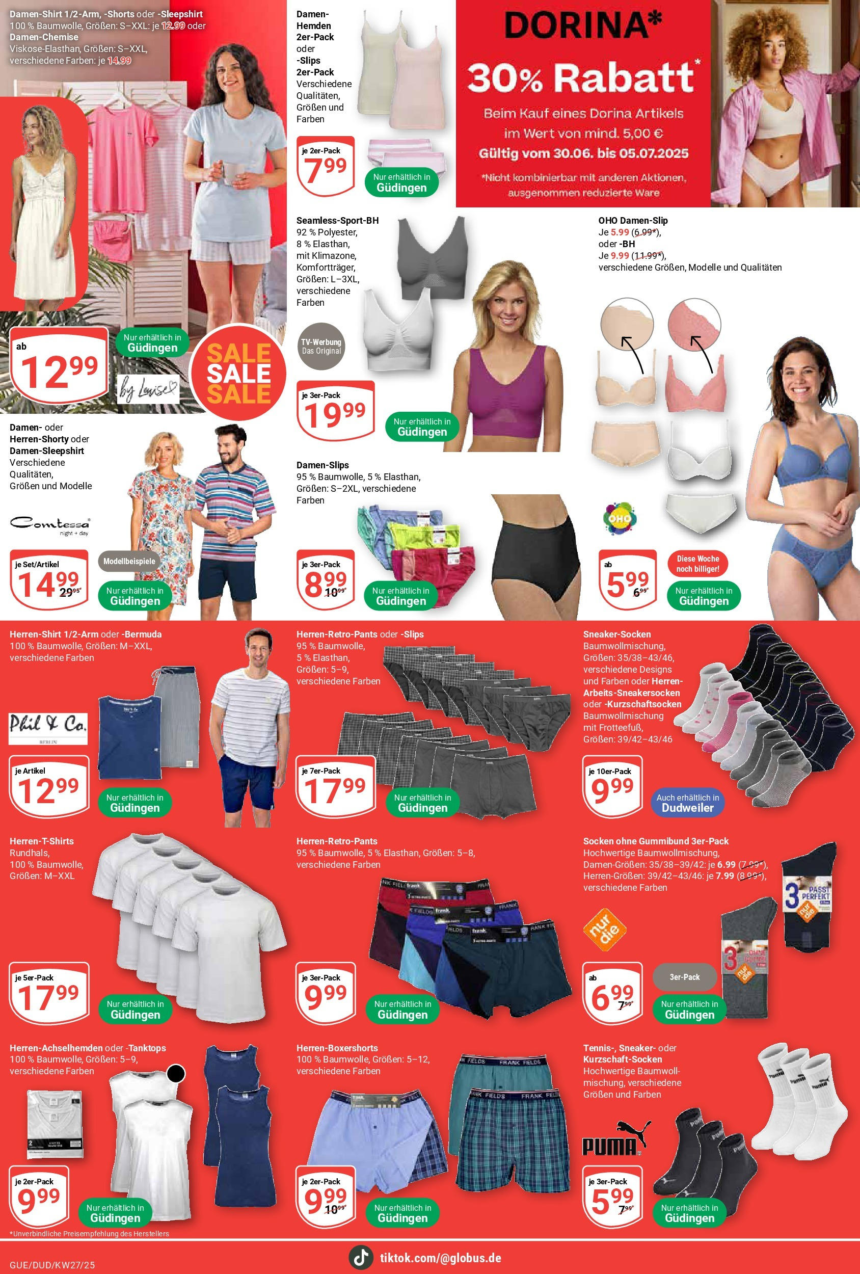 Globus prospekt Saarbrücken-Dudweiler	 (ab 29.06.2025) » Angebote online | Seite: 30 | Produkte: Shirt, Top, BH, Socken