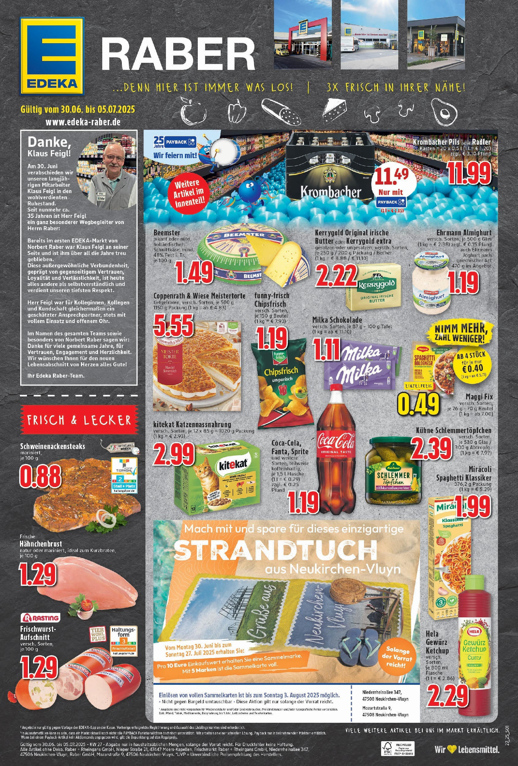 Edeka prospekt Neukirchen-Vluyn	 (ab 29.06.2025) » Angebote Online | Seite: 1 | Produkte: Butter, Strandtuch, Funny frisch, Babynahrung