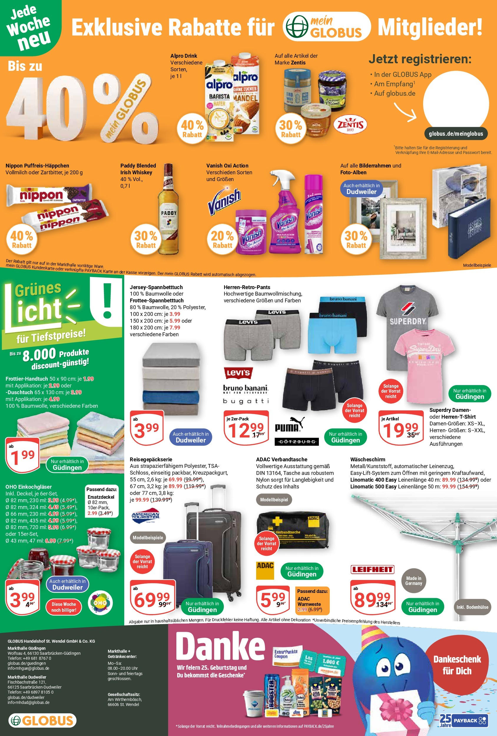 Globus prospekt Saarbrücken-Dudweiler	 (ab 29.06.2025) » Angebote online | Seite: 36 | Produkte: T-Shirt, Zucker, Whiskey, Uhr