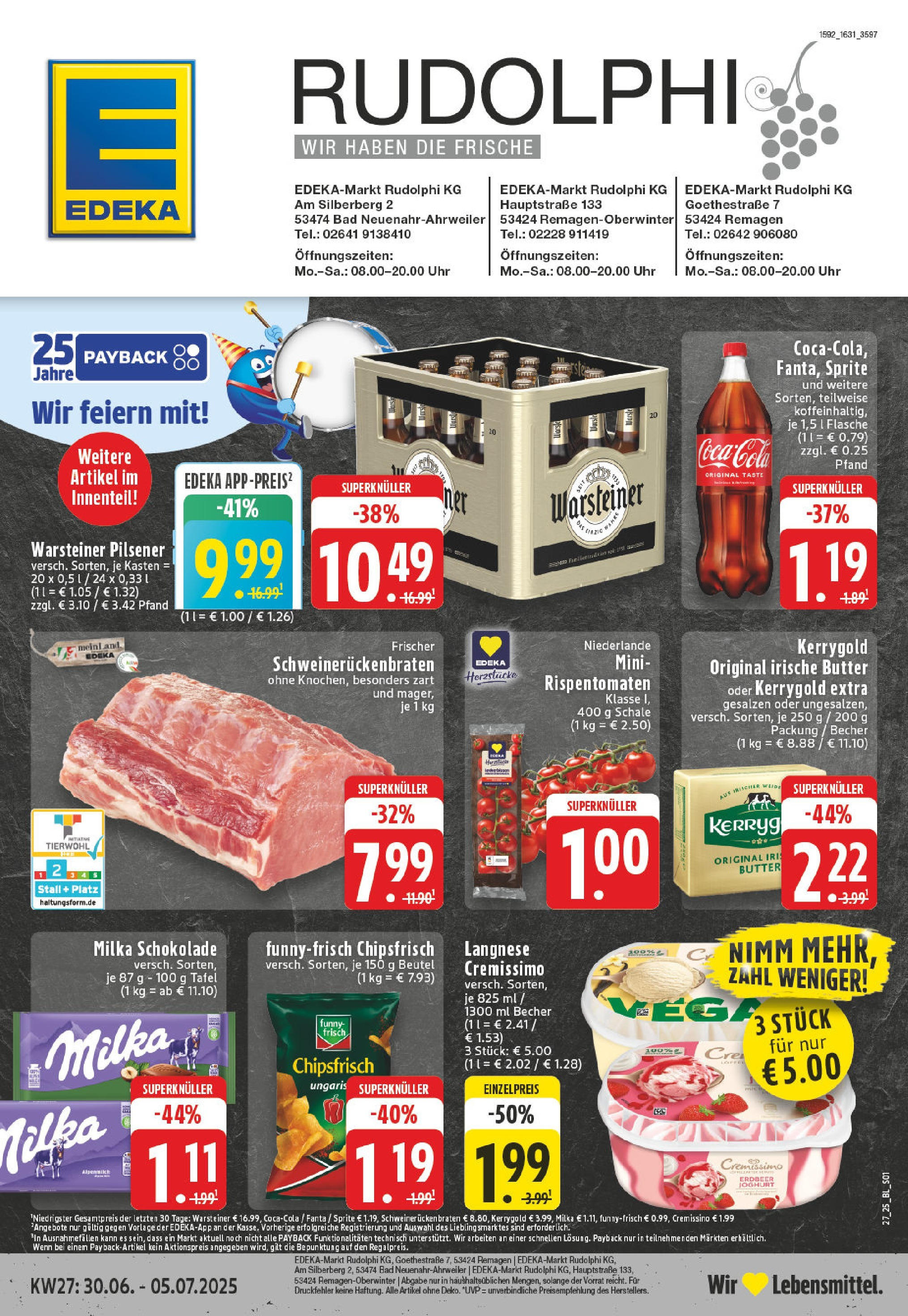 EDEKA Prospekt ab 29.06.2025 - Prospekt Remagen Online Vorschau von dem Prospekt des Geschäftes Edeka, gültig ab dem 29.06.2025