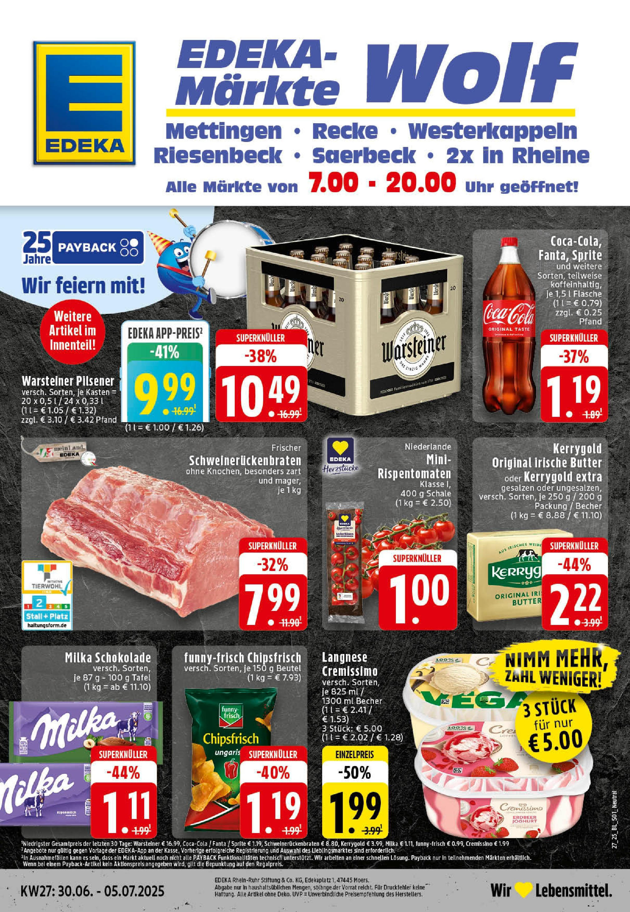 EDEKA Prospekt ab 29.06.2025 - Prospekt Westerkappeln Online Vorschau von dem Prospekt des Geschäftes Edeka, gültig ab dem 29.06.2025