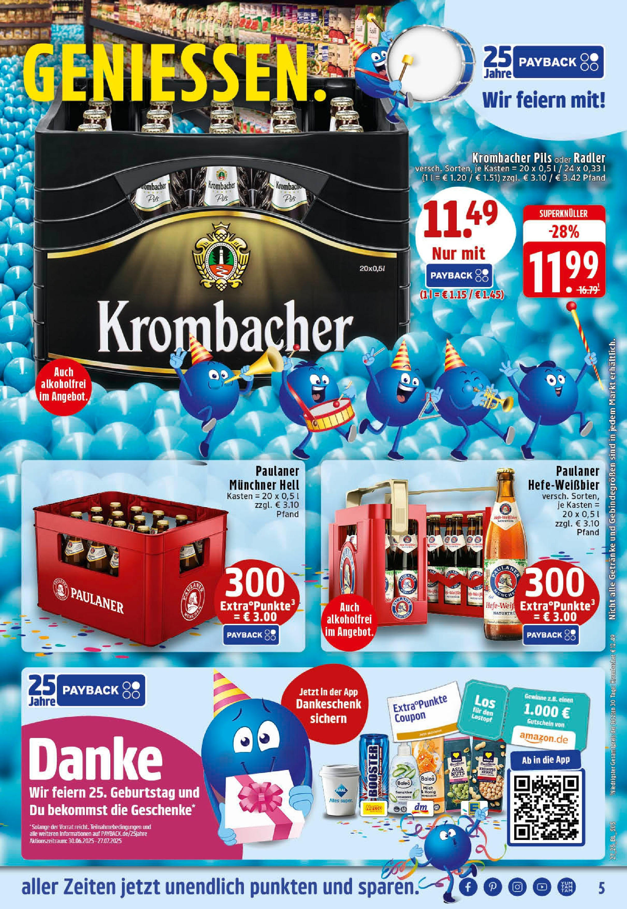 Edeka prospekt Mettingen	 (ab 29.06.2025) » Angebote Online | Seite: 5 | Produkte: Milch, Pils, Krombacher, Paulaner