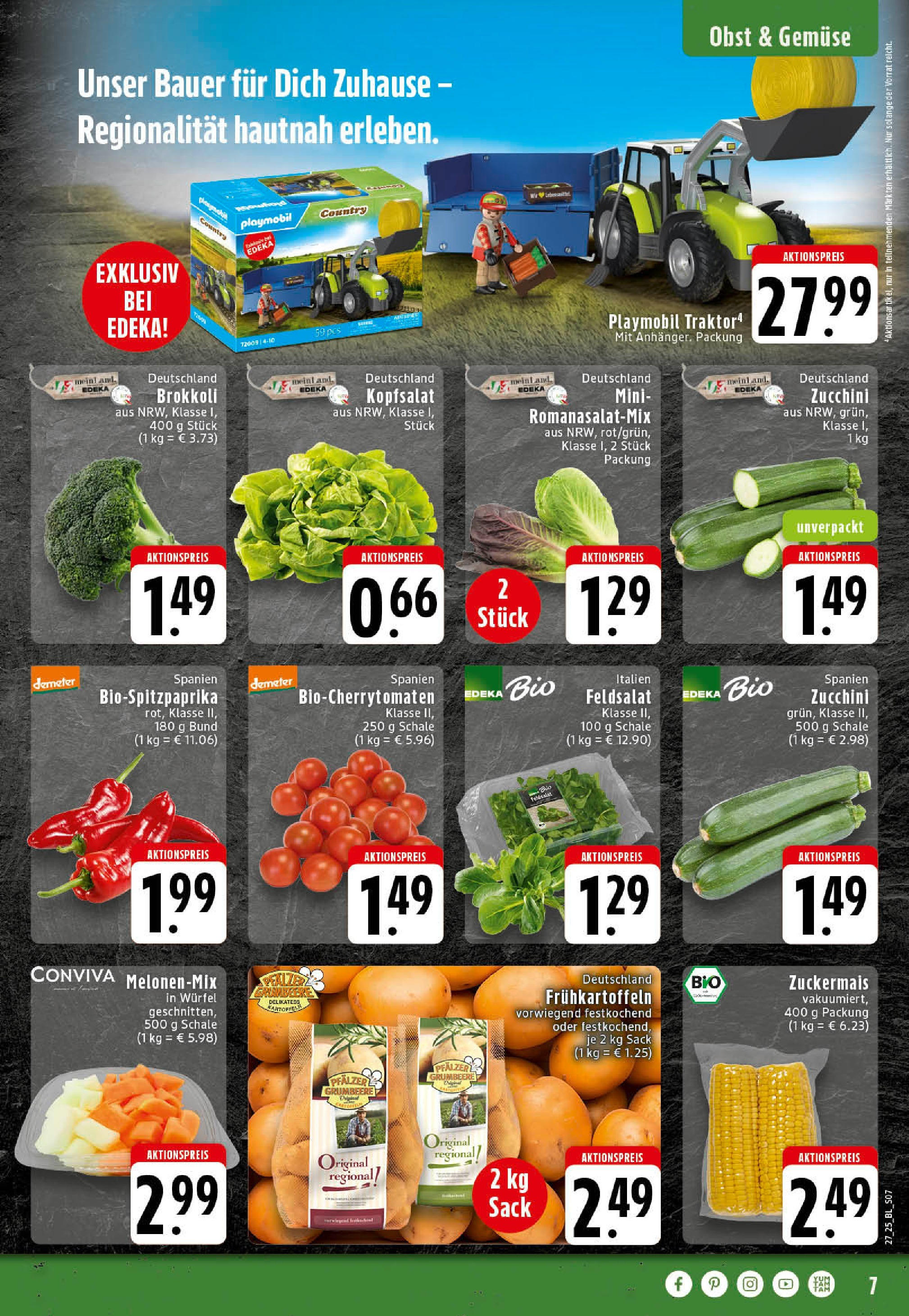 Edeka prospekt Mettingen	 (ab 29.06.2025) » Angebote Online | Seite: 7 | Produkte: Kartoffeln, Gemüse, Obst, Zucchini