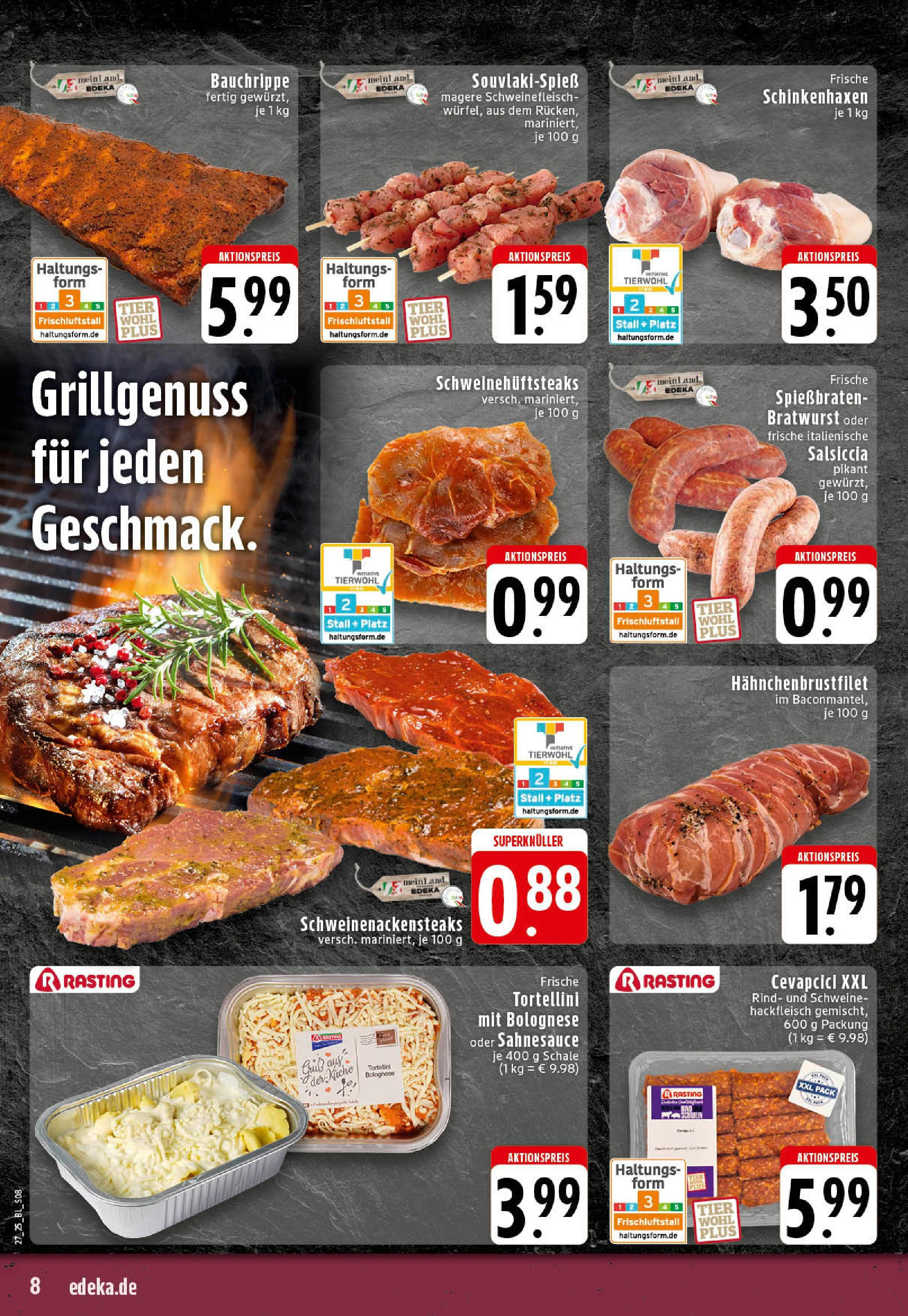 Edeka prospekt Mettingen	 (ab 29.06.2025) » Angebote Online | Seite: 8 | Produkte: Bratwurst, Küche, Cevapcici, Schweinefleisch