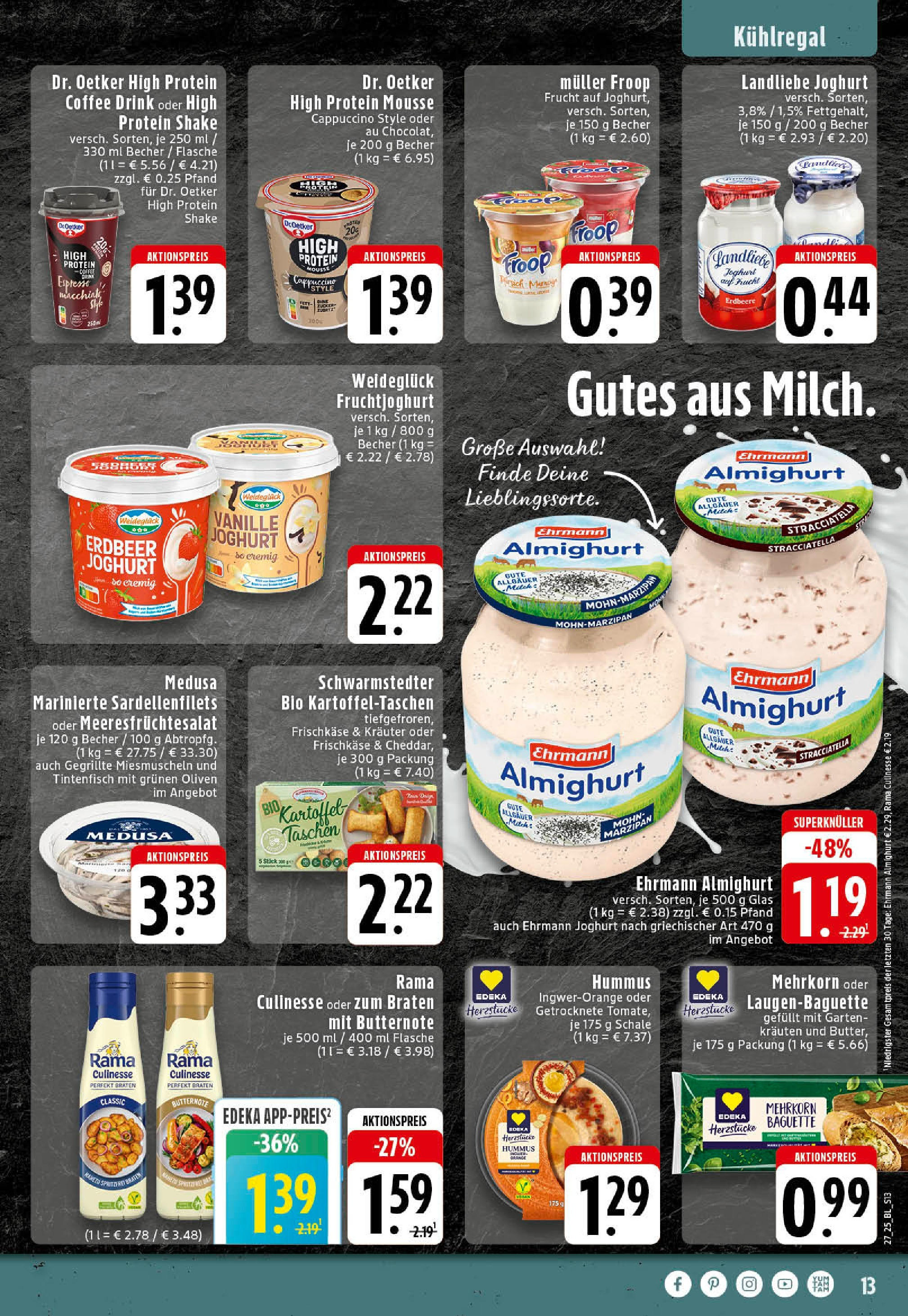 Edeka prospekt Mettingen	 (ab 29.06.2025) » Angebote Online | Seite: 13 | Produkte: Rama, Ehrmann almighurt, Tintenfisch, Landliebe joghurt
