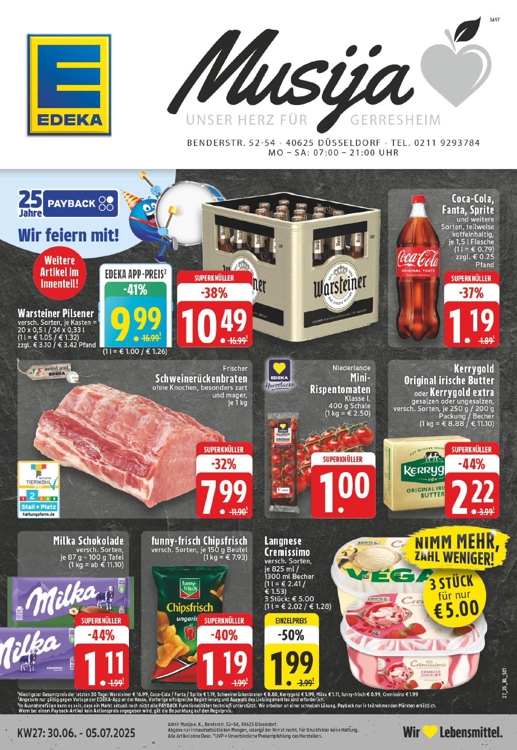 EDEKA Prospekt ab 29.06.2025 - Prospekt Düssseldorf Online Vorschau von dem Prospekt des Geschäftes Edeka, gültig ab dem 29.06.2025