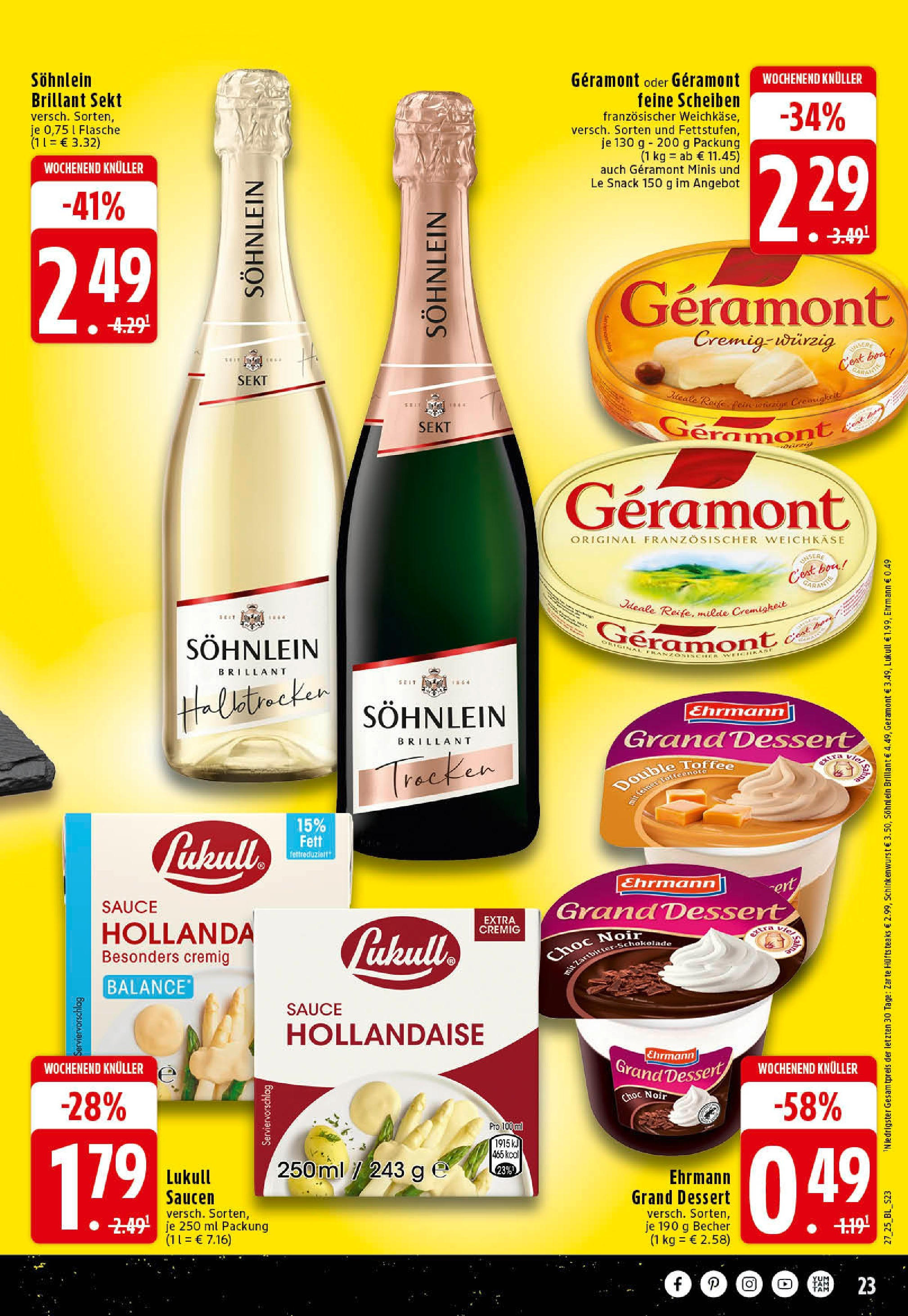 Edeka prospekt Mettingen	 (ab 29.06.2025) » Angebote Online | Seite: 23 | Produkte: Geramont, Ehrmann grand dessert, Sekt