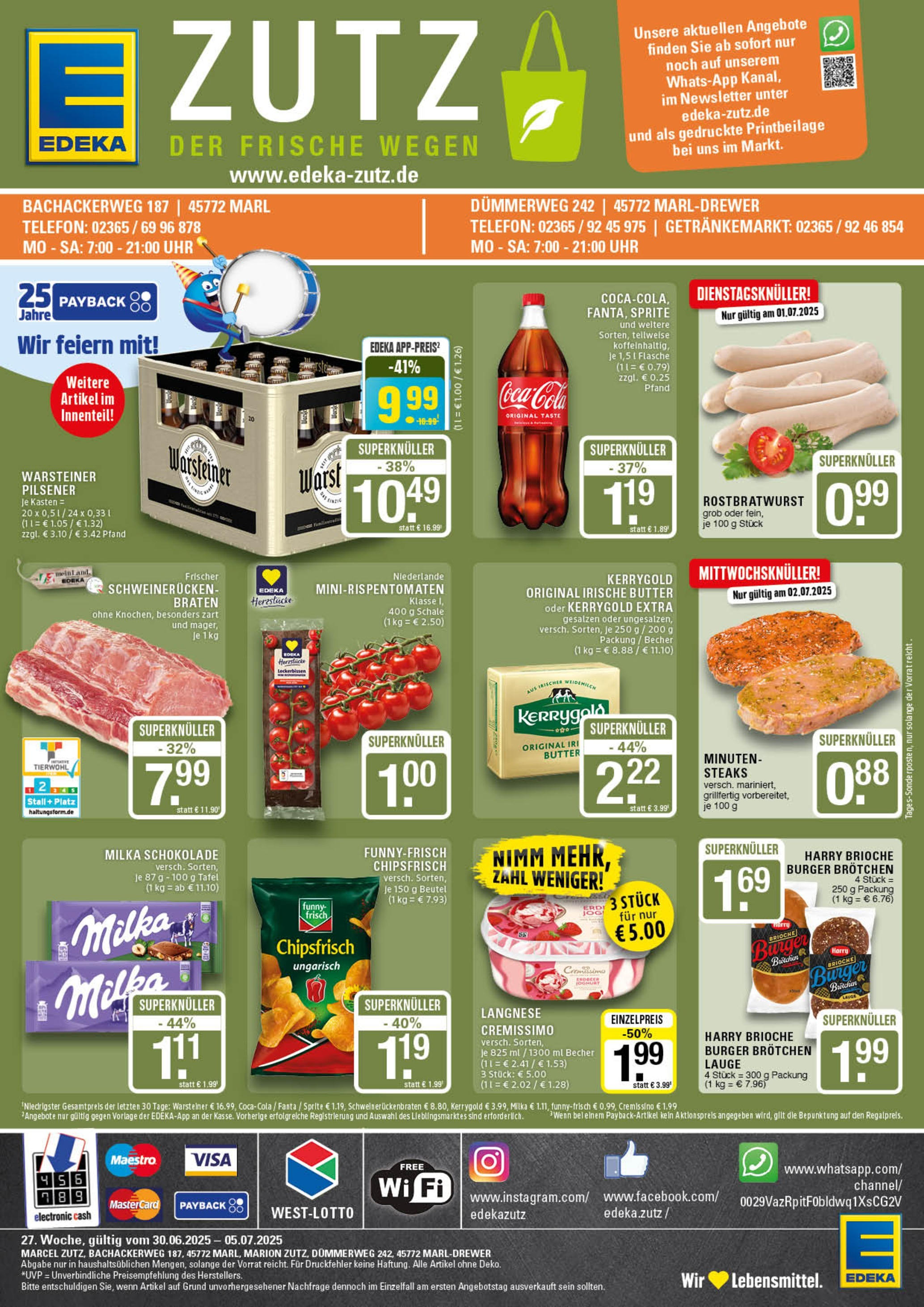 Edeka prospekt Marl	 (ab 29.06.2025) » Angebote Online | Seite: 1 | Produkte: Langnese, Sprite, Joghurt, Steak