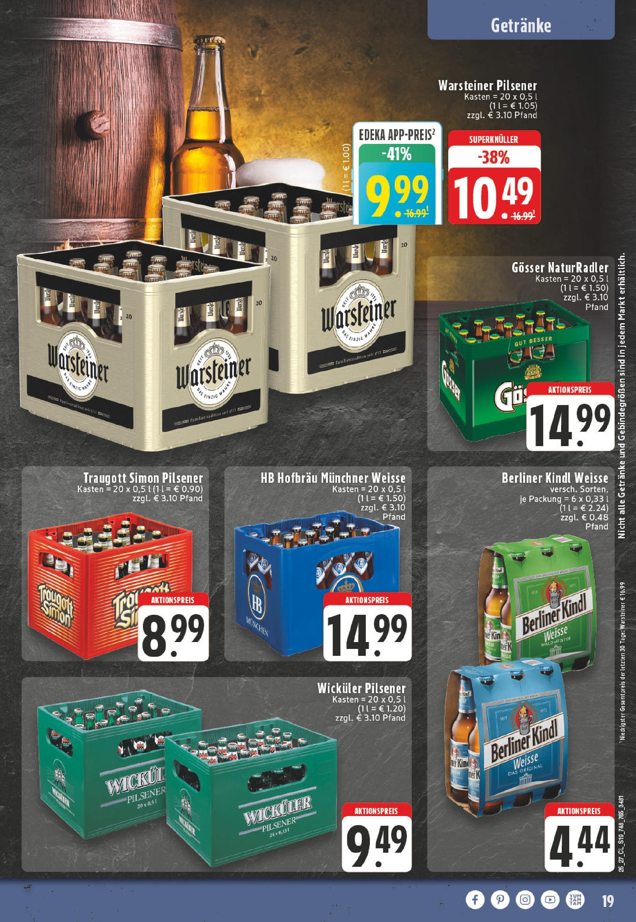 Edeka prospekt Mönchengladbach-Rheydt	 (ab 29.06.2025) » Angebote Online | Seite: 19 | Produkte: Berliner, Radler, Warsteiner, Wurst