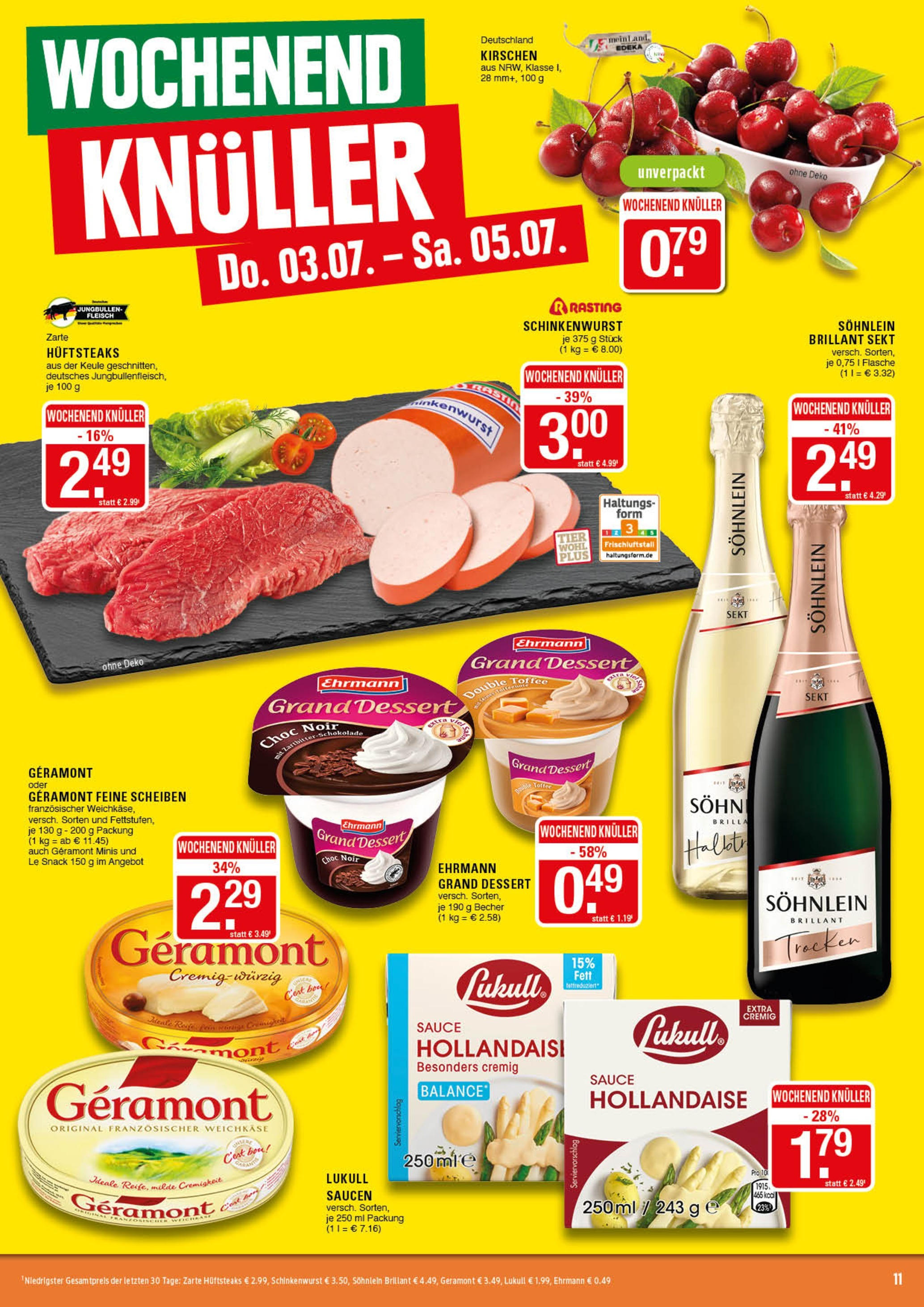 Edeka prospekt Marl	 (ab 29.06.2025) » Angebote Online | Seite: 11 | Produkte: Geramont, Sekt, Kirschen, Fleisch
