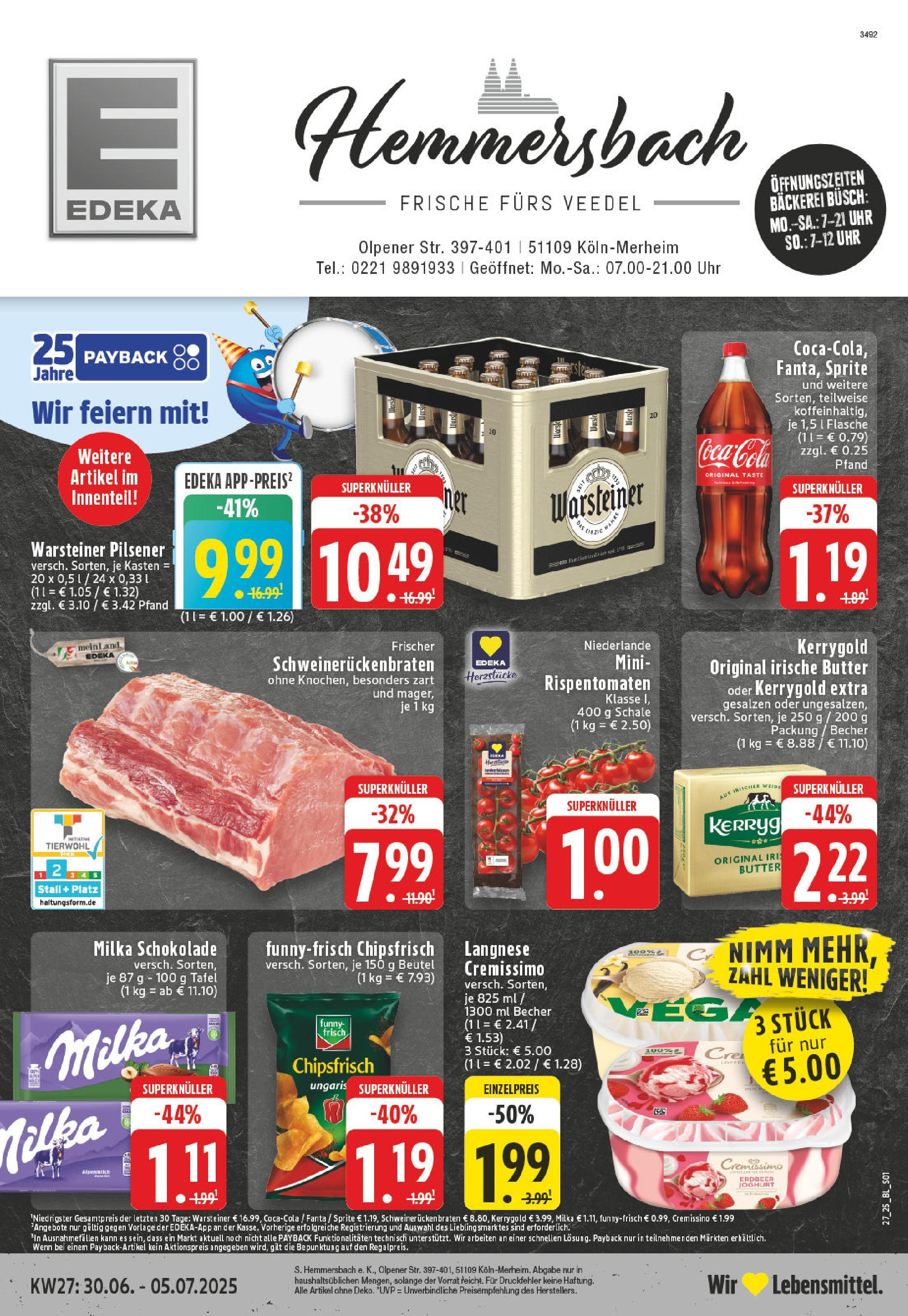 EDEKA Prospekt ab 29.06.2025 - Prospekt Köln Online Vorschau von dem Prospekt des Geschäftes Edeka, gültig ab dem 29.06.2025