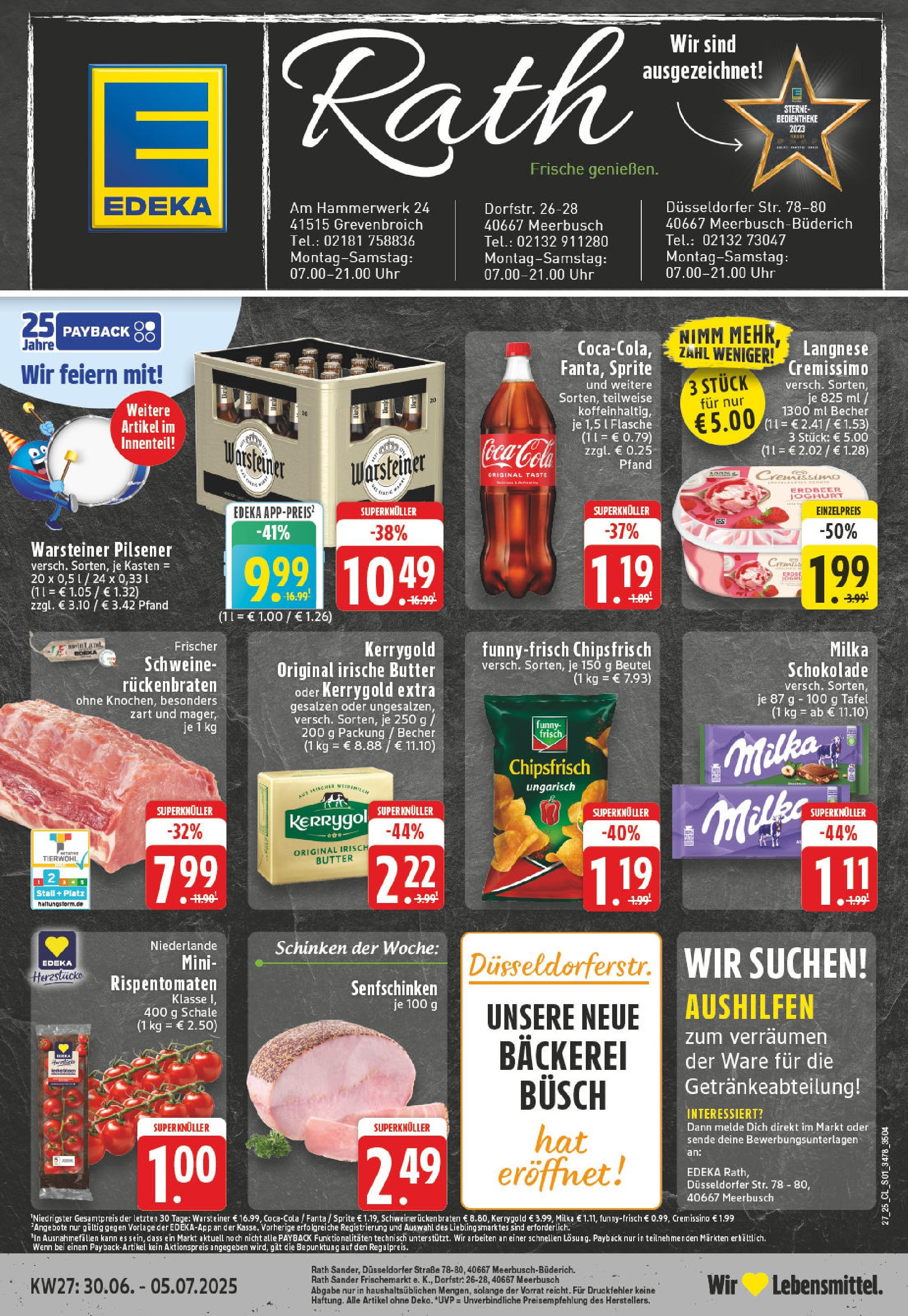 EDEKA Prospekt ab 29.06.2025 - Prospekt Meerbusch-Büderich Online Vorschau von dem Prospekt des Geschäftes Edeka, gültig ab dem 29.06.2025