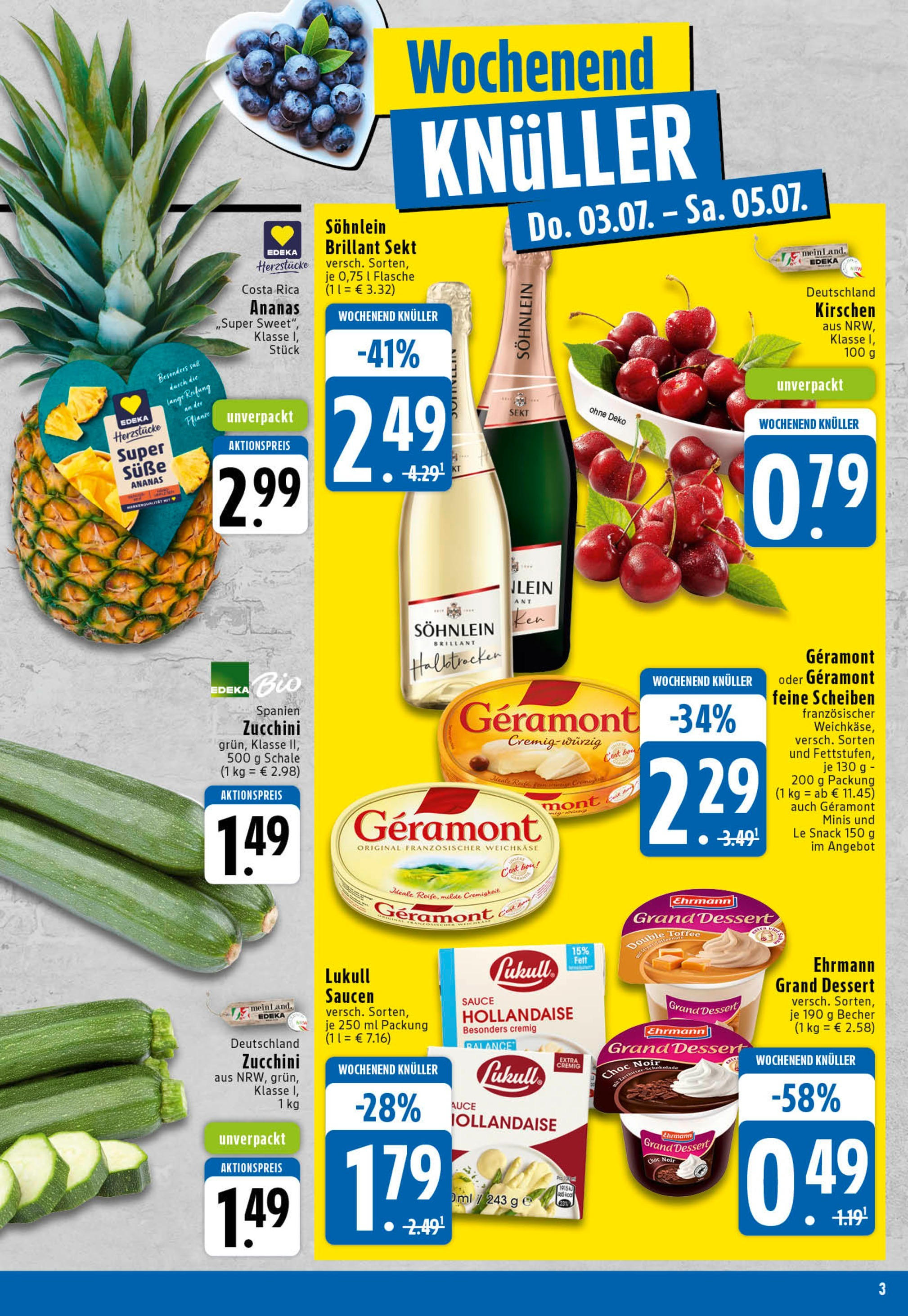 Edeka prospekt Köln	 (ab 29.06.2025) » Angebote Online | Seite: 3 | Produkte: Geramont, Ehrmann grand dessert, Sekt, Kirschen