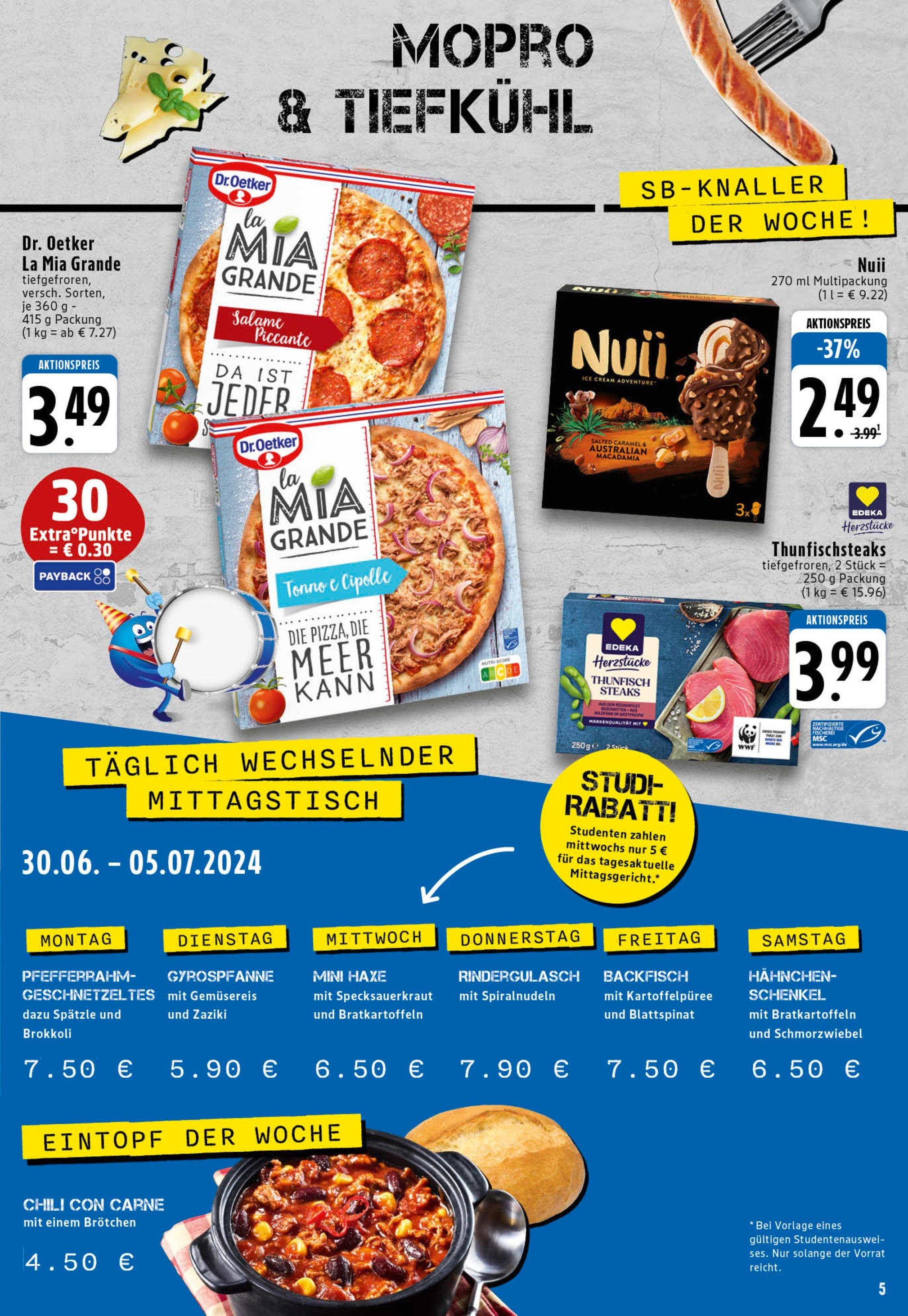 Edeka prospekt Köln	 (ab 29.06.2025) » Angebote Online | Seite: 5 | Produkte: Rindergulasch, Hahnchen, Chili, Pizza