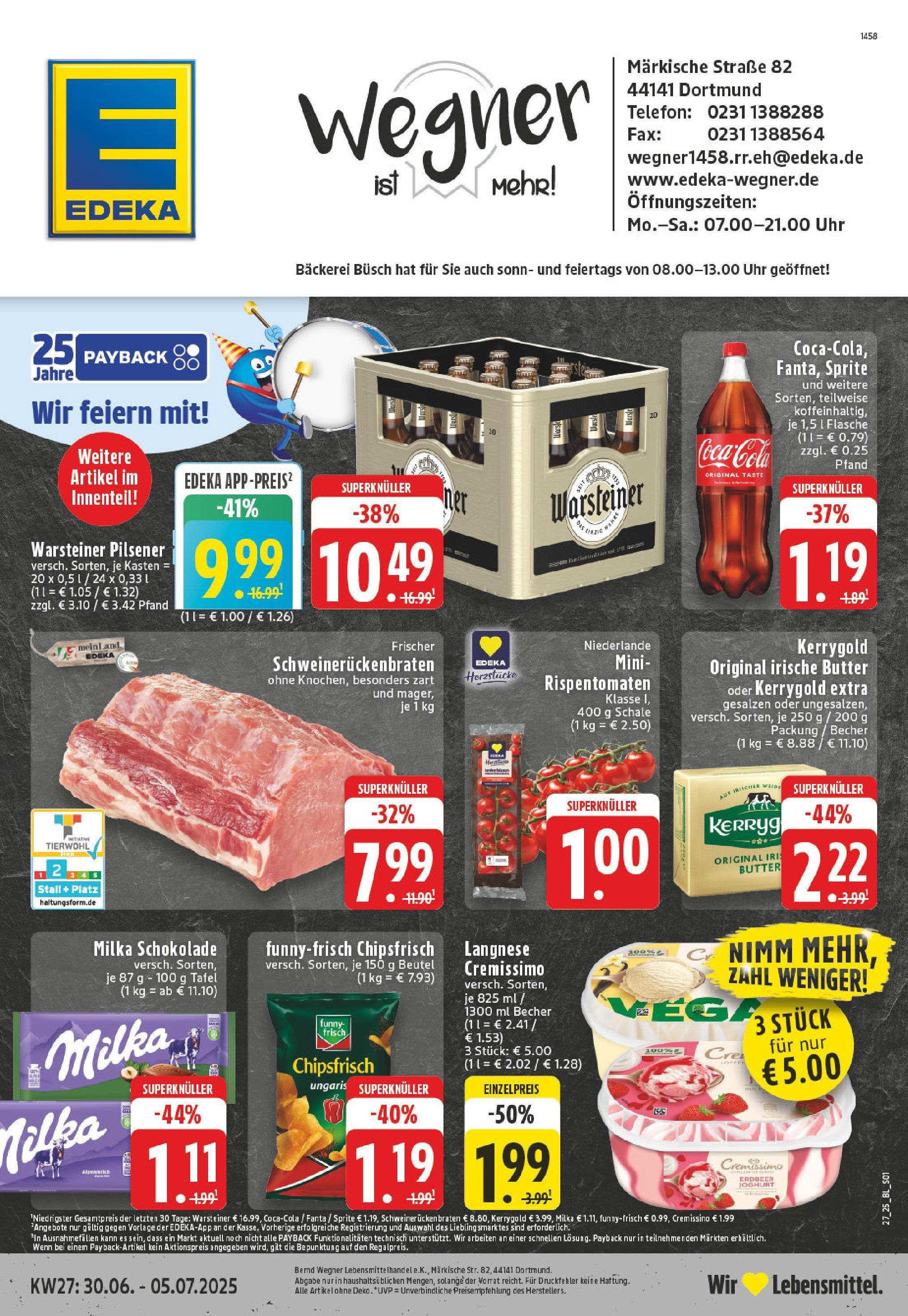 Edeka prospekt Dortmund	 (ab 29.06.2025) » Angebote Online | Seite: 1 | Produkte: Langnese, Bäckerei, Schokolade, Milka