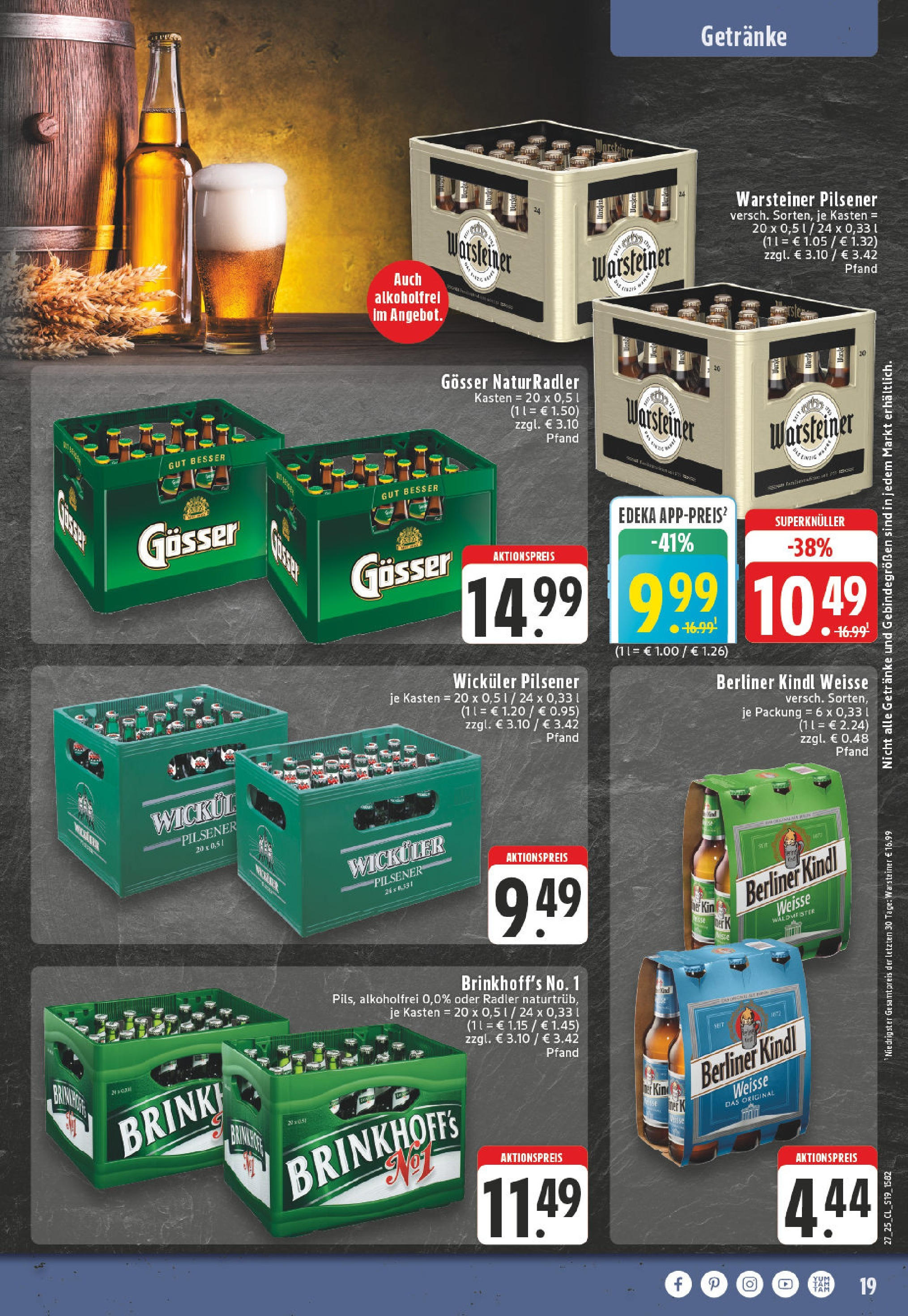 Edeka prospekt Oelde	 (ab 29.06.2025) » Angebote Online | Seite: 19 | Produkte: Berliner, Radler, Warsteiner