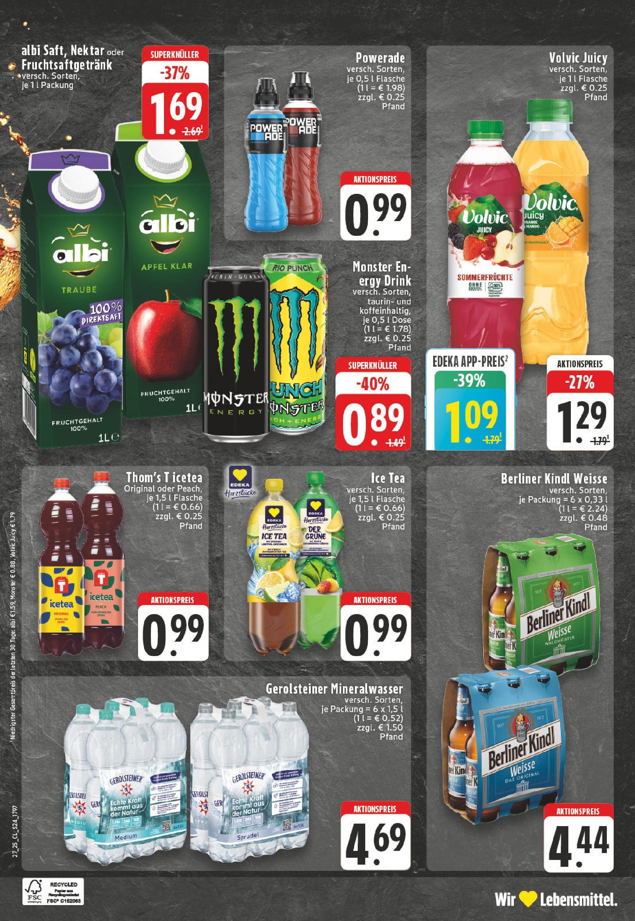 Edeka prospekt Bielefeld	 (ab 29.06.2025) » Angebote Online | Seite: 24 | Produkte: Berliner, Mineralwasser, Powerade, Volvic