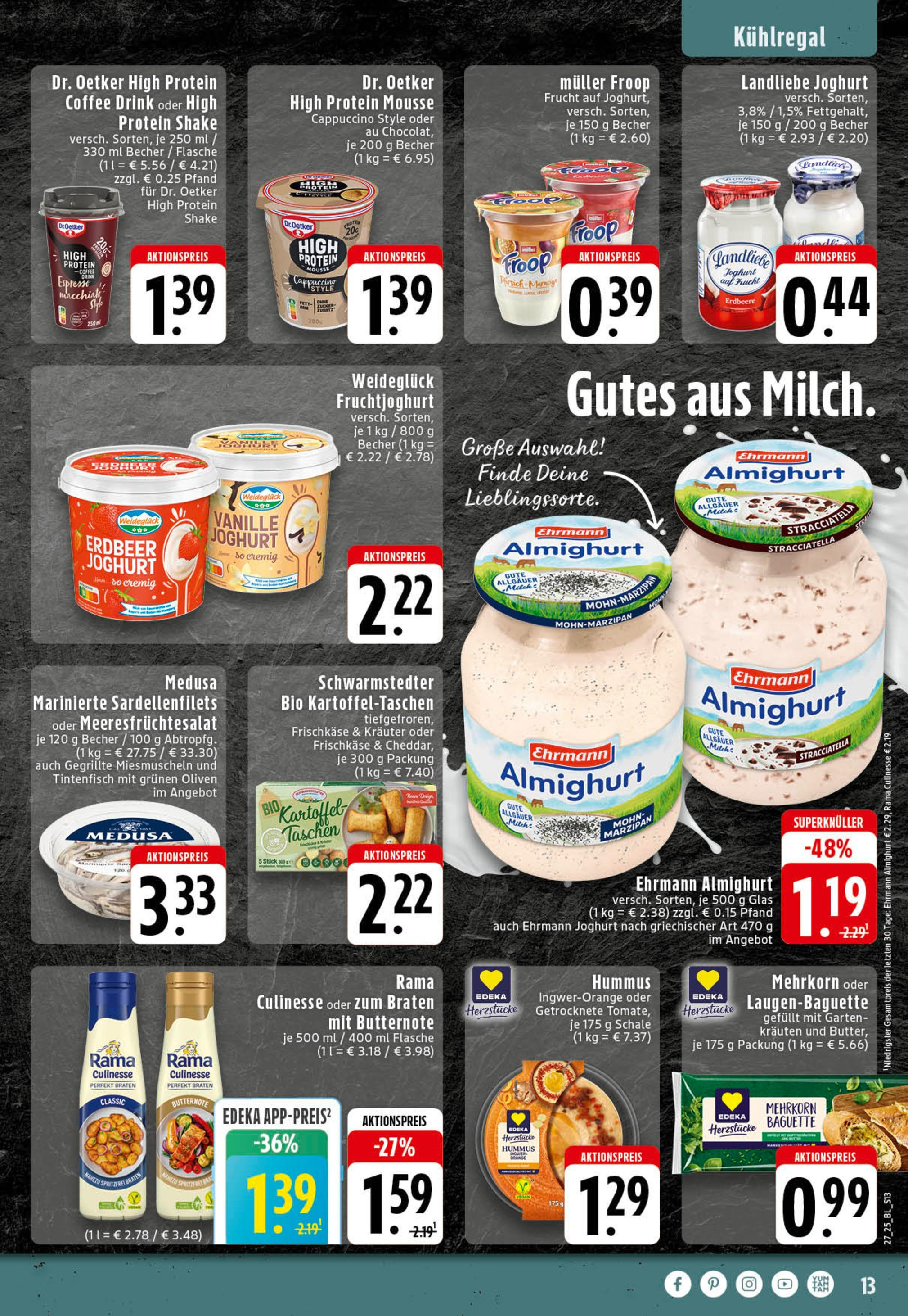 Edeka prospekt Reken-Bahnhof	 (ab 29.06.2025) » Angebote Online | Seite: 13 | Produkte: Rama, Milch, Joghurt, Landliebe joghurt