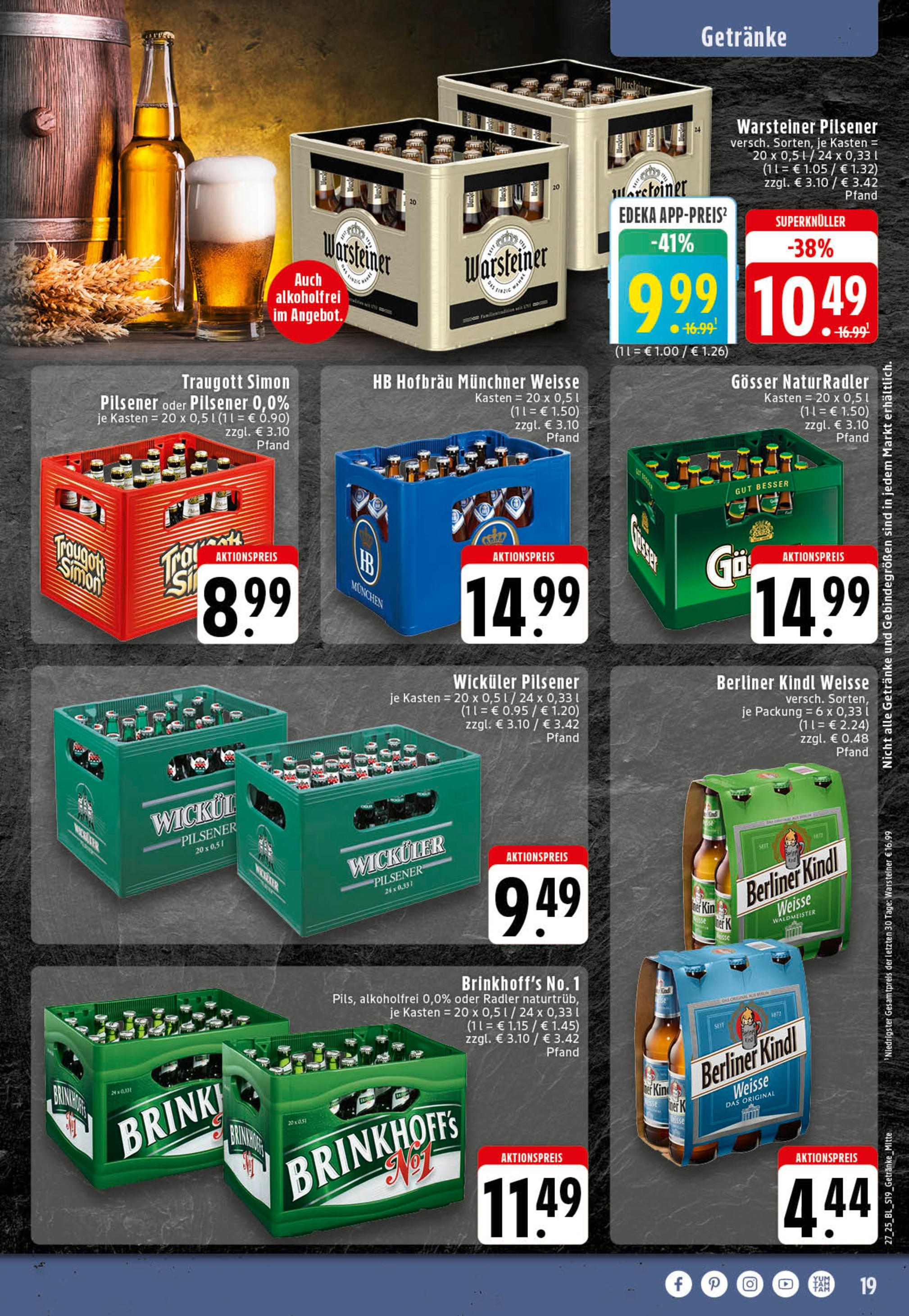 Edeka prospekt Reken-Bahnhof	 (ab 29.06.2025) » Angebote Online | Seite: 19 | Produkte: Berliner, Radler, Warsteiner