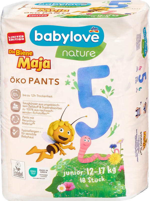 babylove nature Baby Pants Die Biene Maja Gr. 5 Junior (12-17 kg)