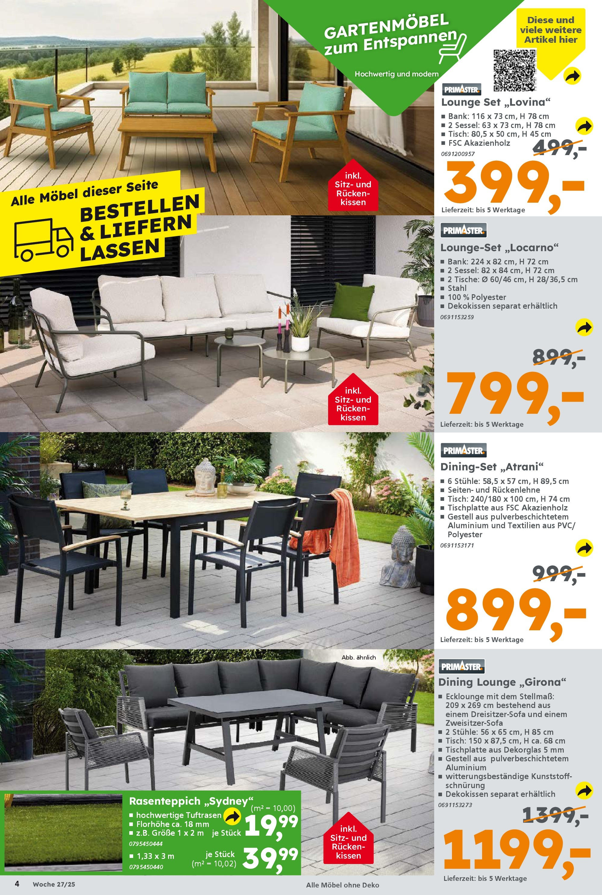 Globus Baumarkt prospekt Ilmenau	 (ab 29.06.2025) zum Blättern | Seite: 4 | Produkte: Kissen, Sessel, Tisch, Gartenmöbel