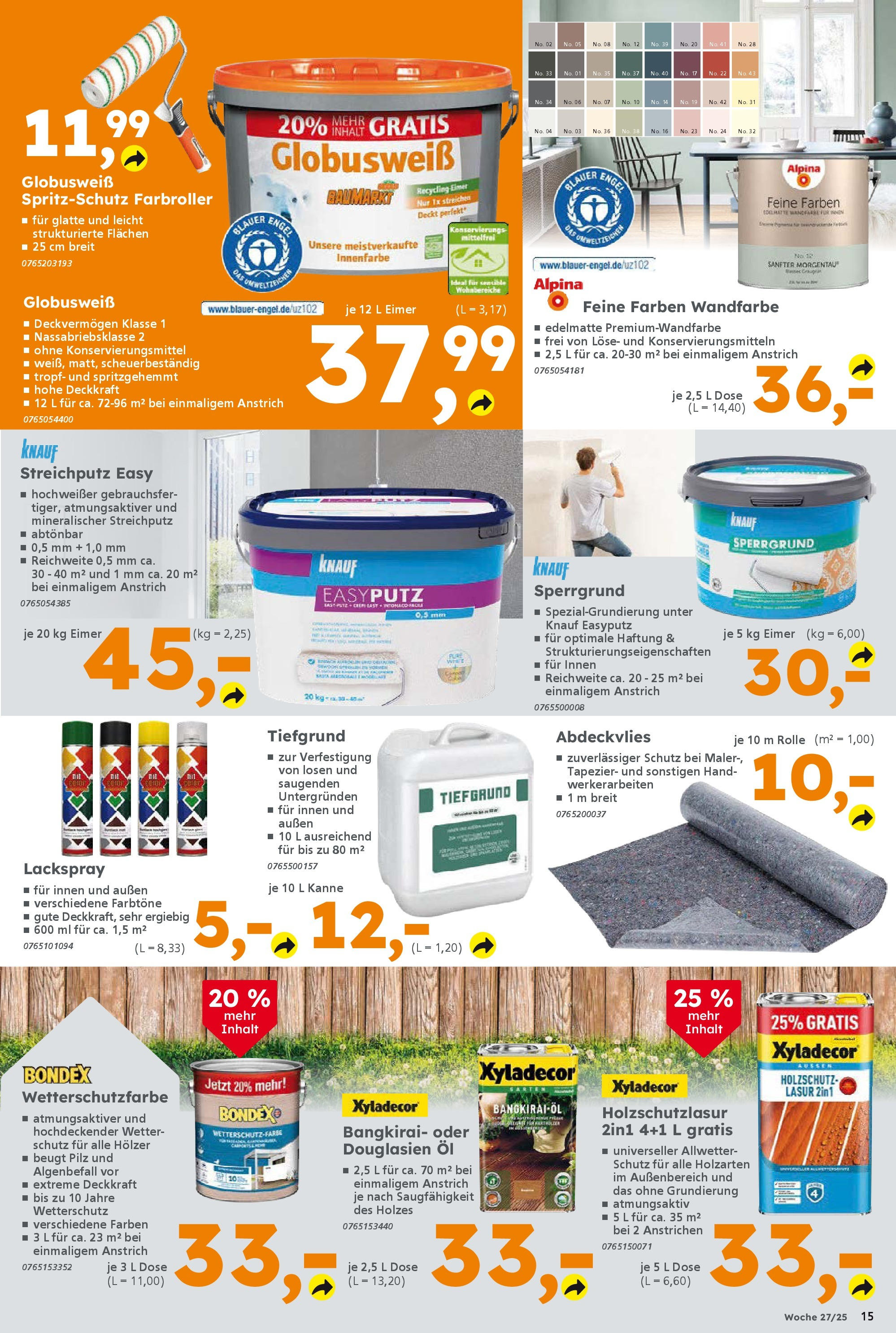 Globus Baumarkt prospekt Ilmenau	 (ab 29.06.2025) zum Blättern | Seite: 15 | Produkte: Öl, Wandfarbe