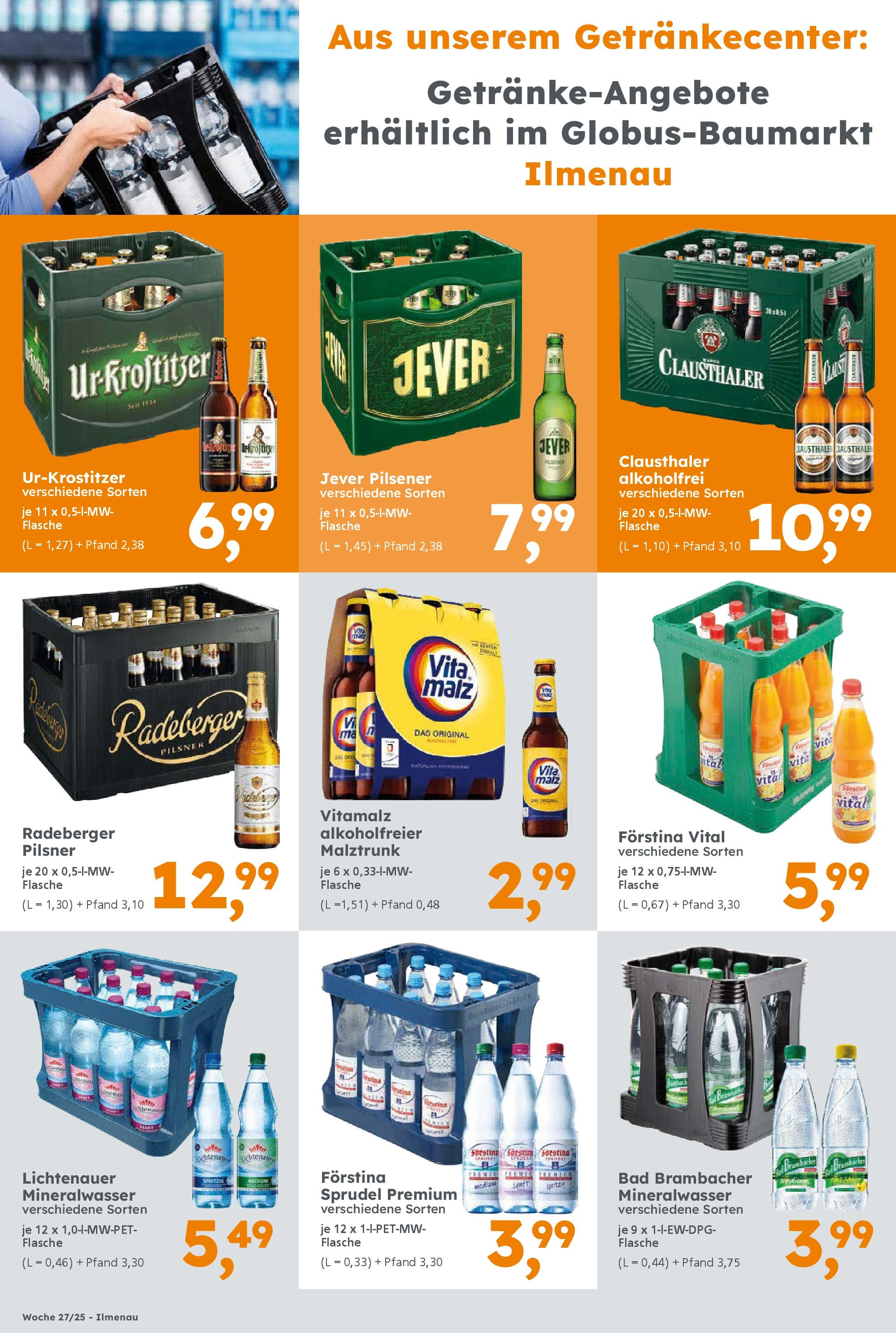 Globus Baumarkt prospekt Ilmenau	 (ab 29.06.2025) zum Blättern | Seite: 20 | Produkte: Bad, Mineralwasser, Jever