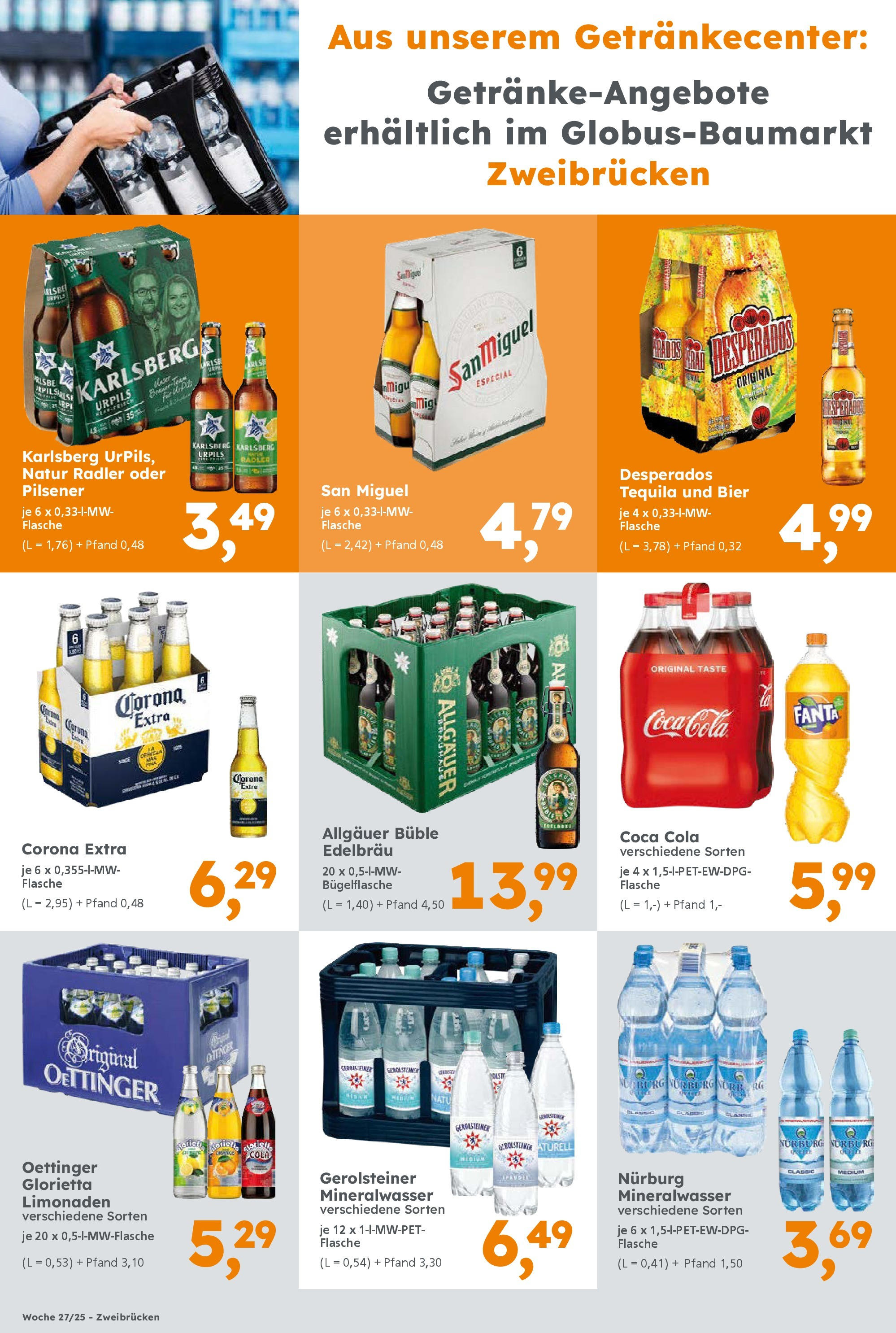 Globus Baumarkt prospekt Zweibrücken	 (ab 29.06.2025) zum Blättern | Seite: 20 | Produkte: Fanta, Bier, Oettinger, Desperados