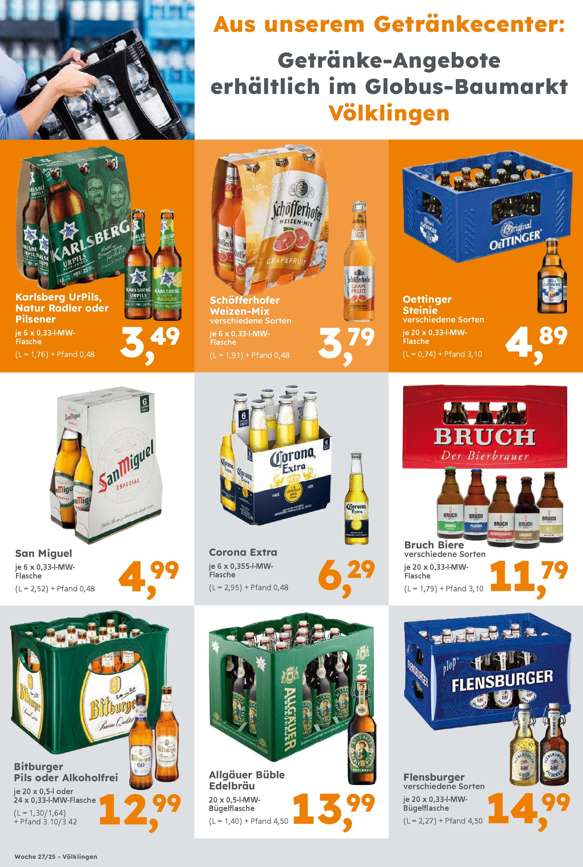 Globus Baumarkt prospekt Saarbrücken	 (ab 29.06.2025) zum Blättern | Seite: 20 | Produkte: Bitburger, Oettinger, Flensburger, Grapefruit