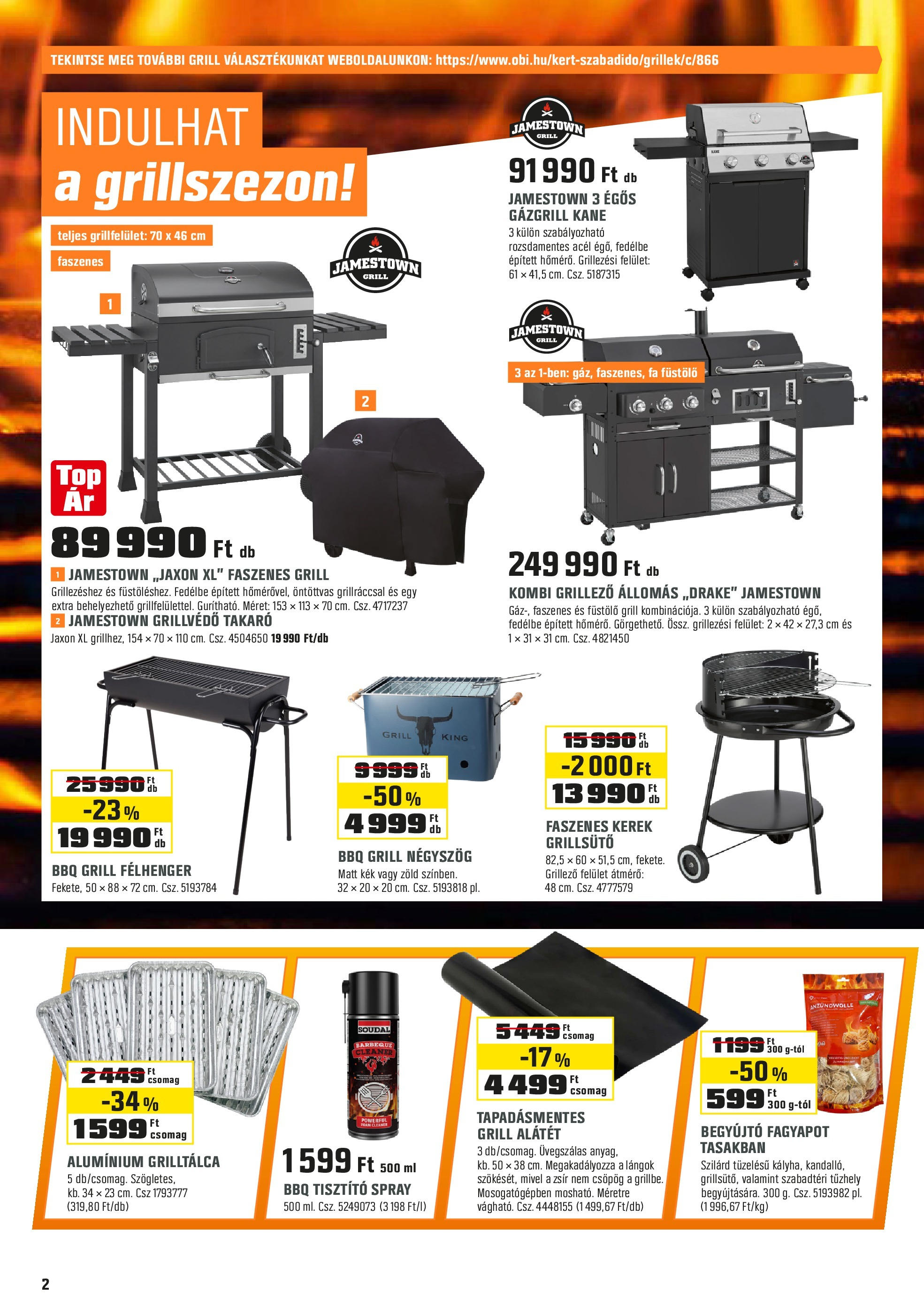 OBI Akciós újság - 2025.06.30. -tól/töl > akció, lapozható szórólap 🛍️ | Oldal: 2 | Termékek: Grilltálca, Grill, Takaró, Gázgrill