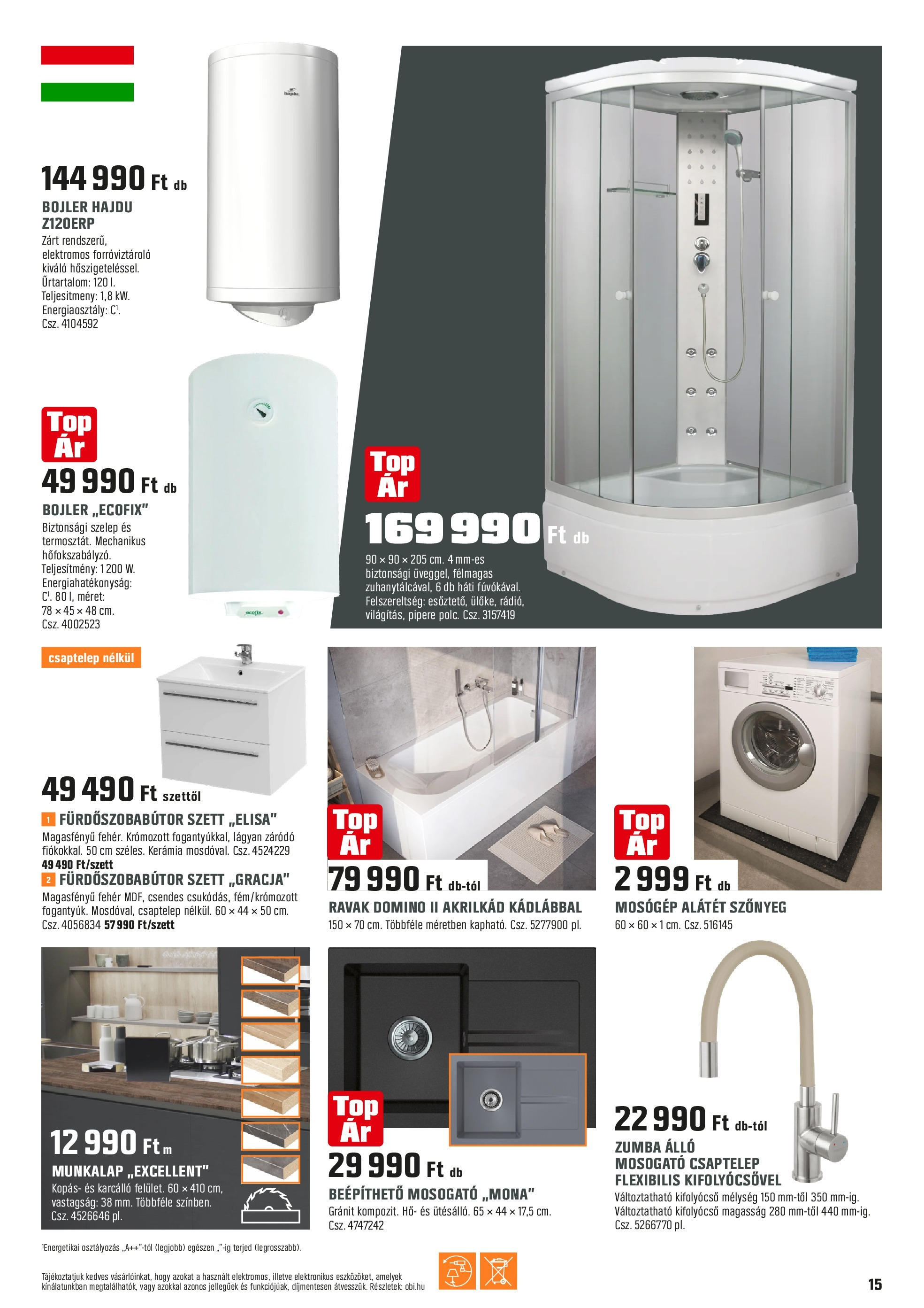 OBI Akciós újság - 2025.06.30. -tól/töl > akció, lapozható szórólap 🛍️ | Oldal: 15 | Termékek: Csaptelep, Mosógép, Szőnyeg