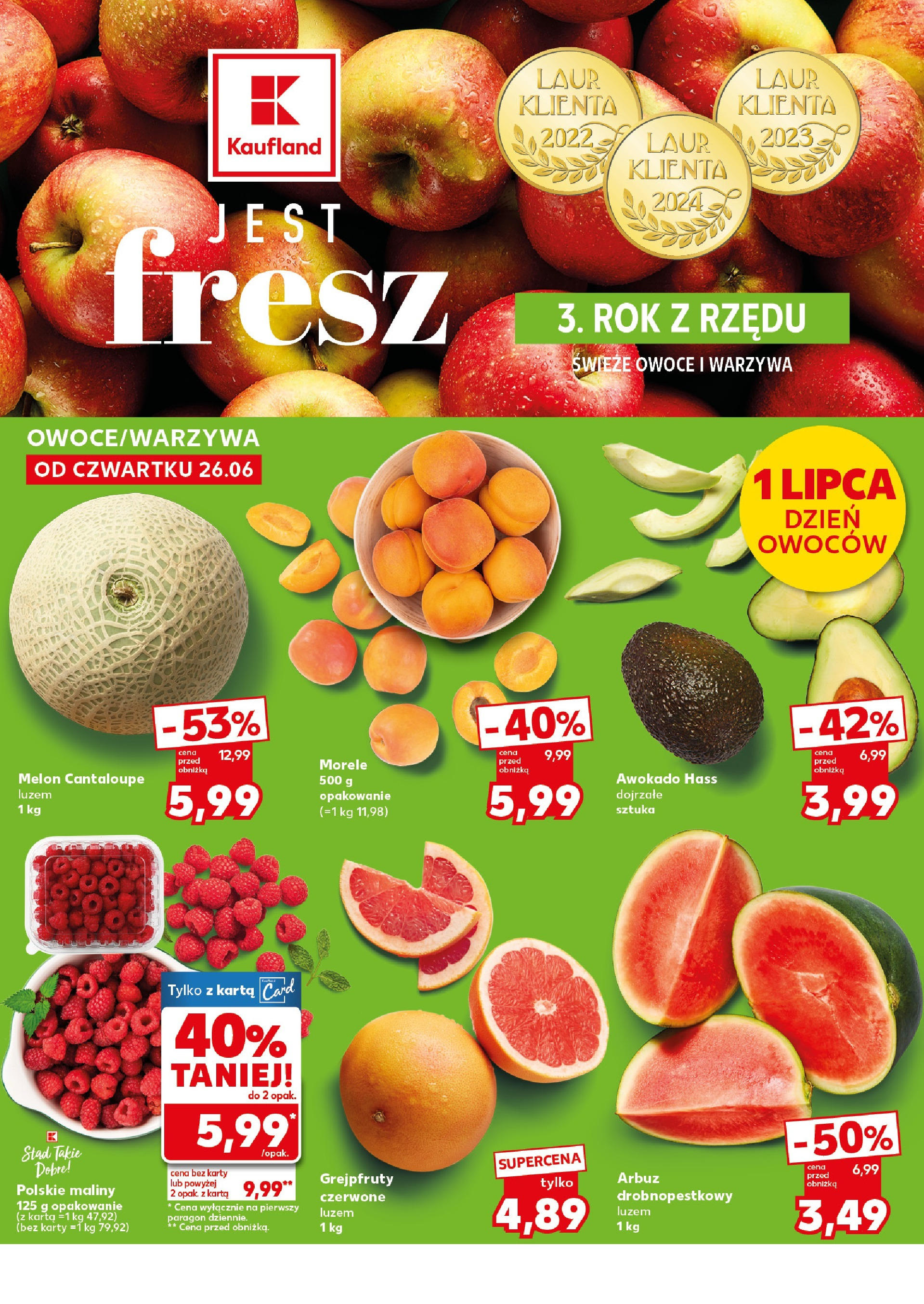 Kaufland gazetka - Super weekend od 28.06.2025 - od jutra PDF | Strona: 6 | Produkty: Karta, Melon, Maliny, Warzywa