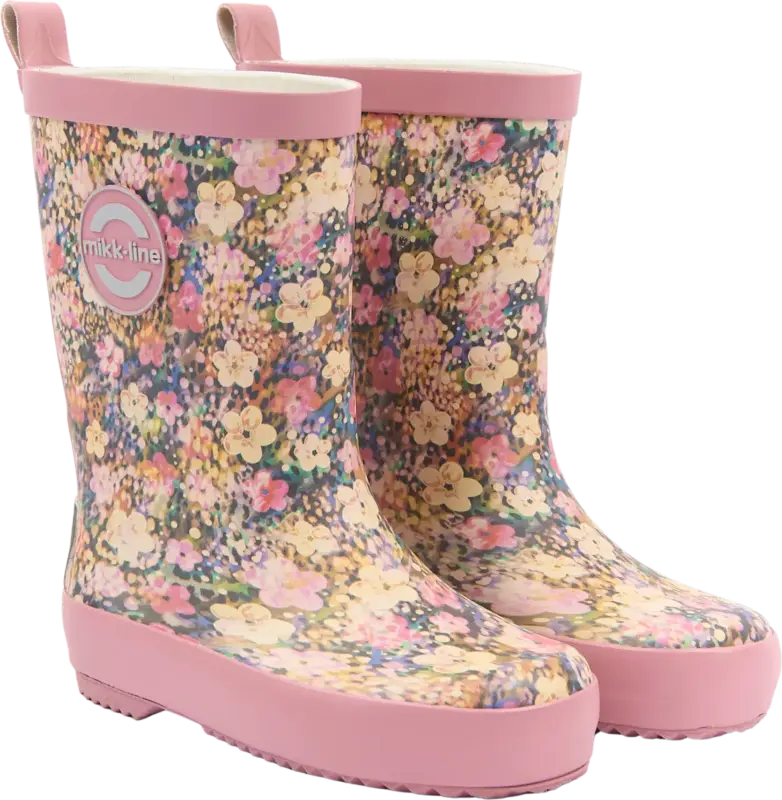 Mikk-Line Gummistiefel mit Blumen-Muster, rosa, Gr. 28/29