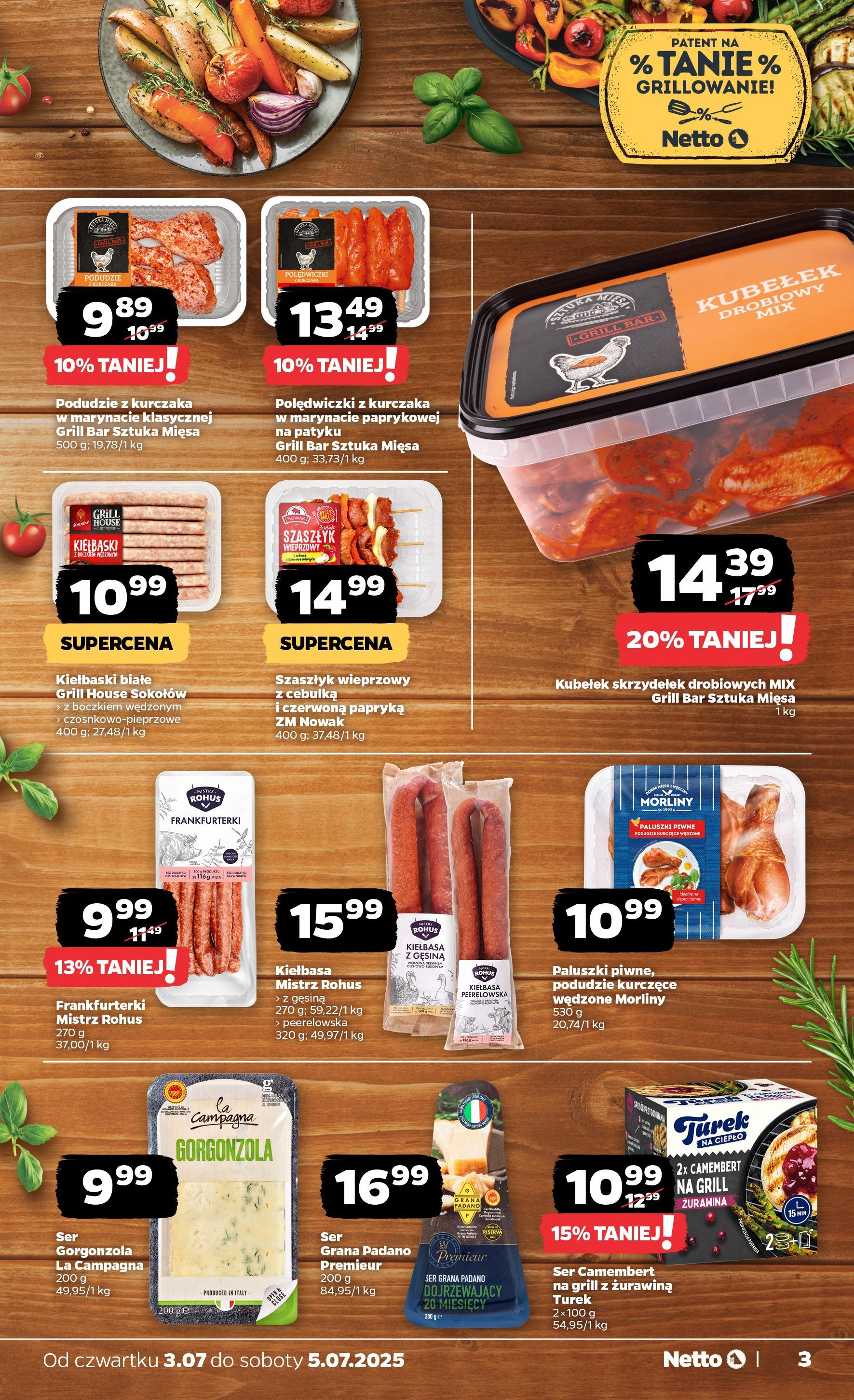 Netto gazetka - Spożywcza od 03.07.2025 - Aktualne promocje | Strona: 3 | Produkty: Ser camembert, Żurawina, Ser grana padano, Gorgonzola