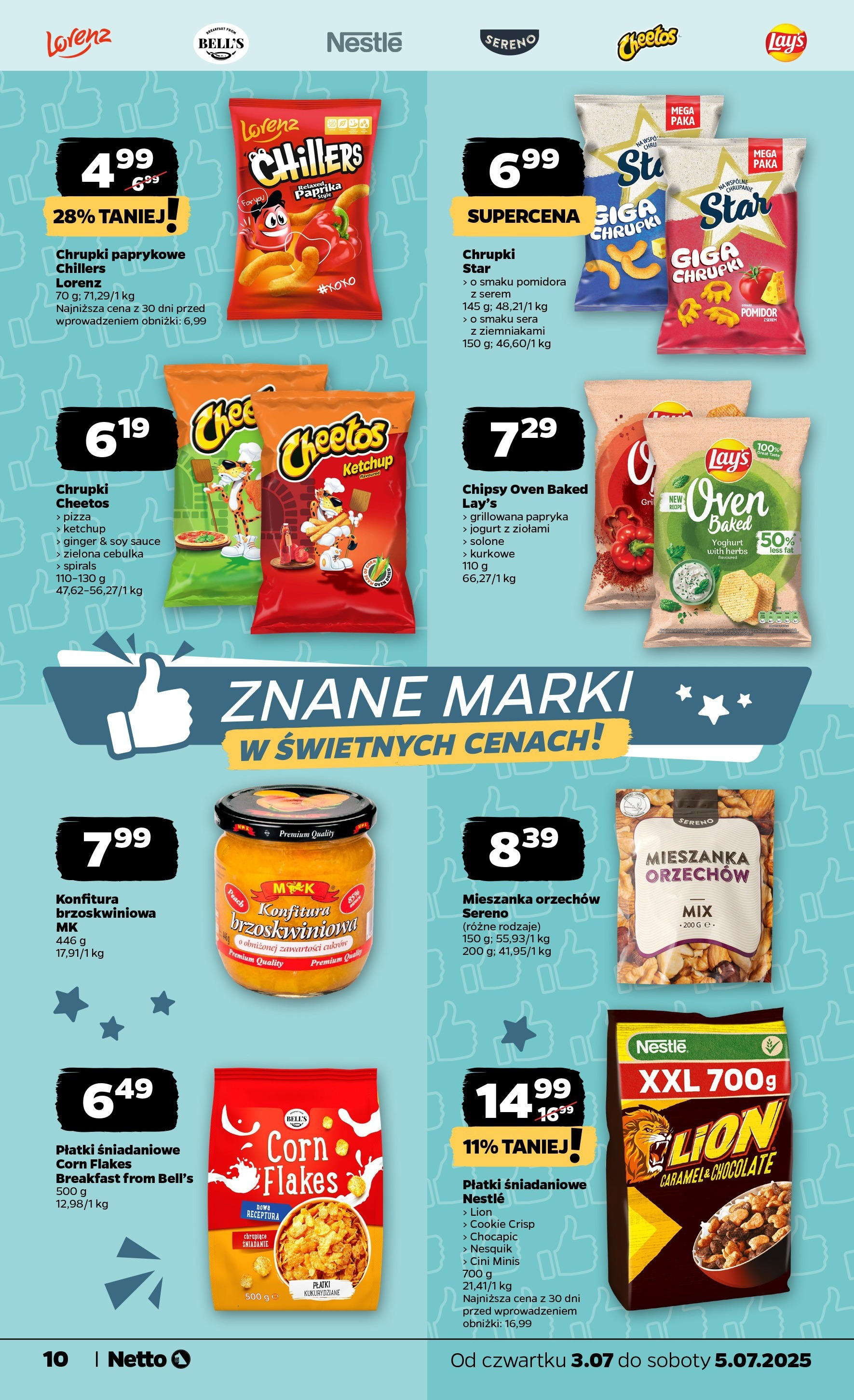Netto gazetka - Spożywcza od 03.07.2025 - Aktualne promocje | Strona: 10 | Produkty: Chrupki paprykowe, Płatki śniadaniowe, Papryka, Pizza