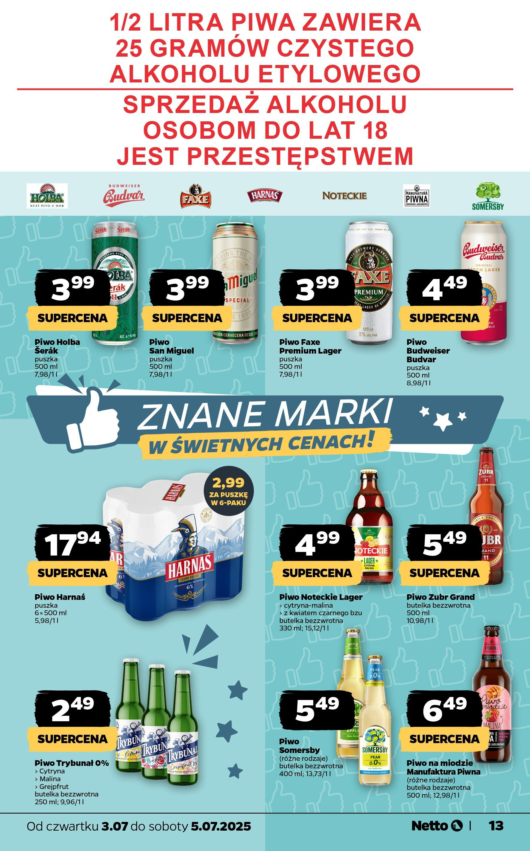 Netto gazetka - Spożywcza od 03.07.2025 - Aktualne promocje | Strona: 13 | Produkty: Cytryna, Piwo Somersby, Harnaś, Somersby