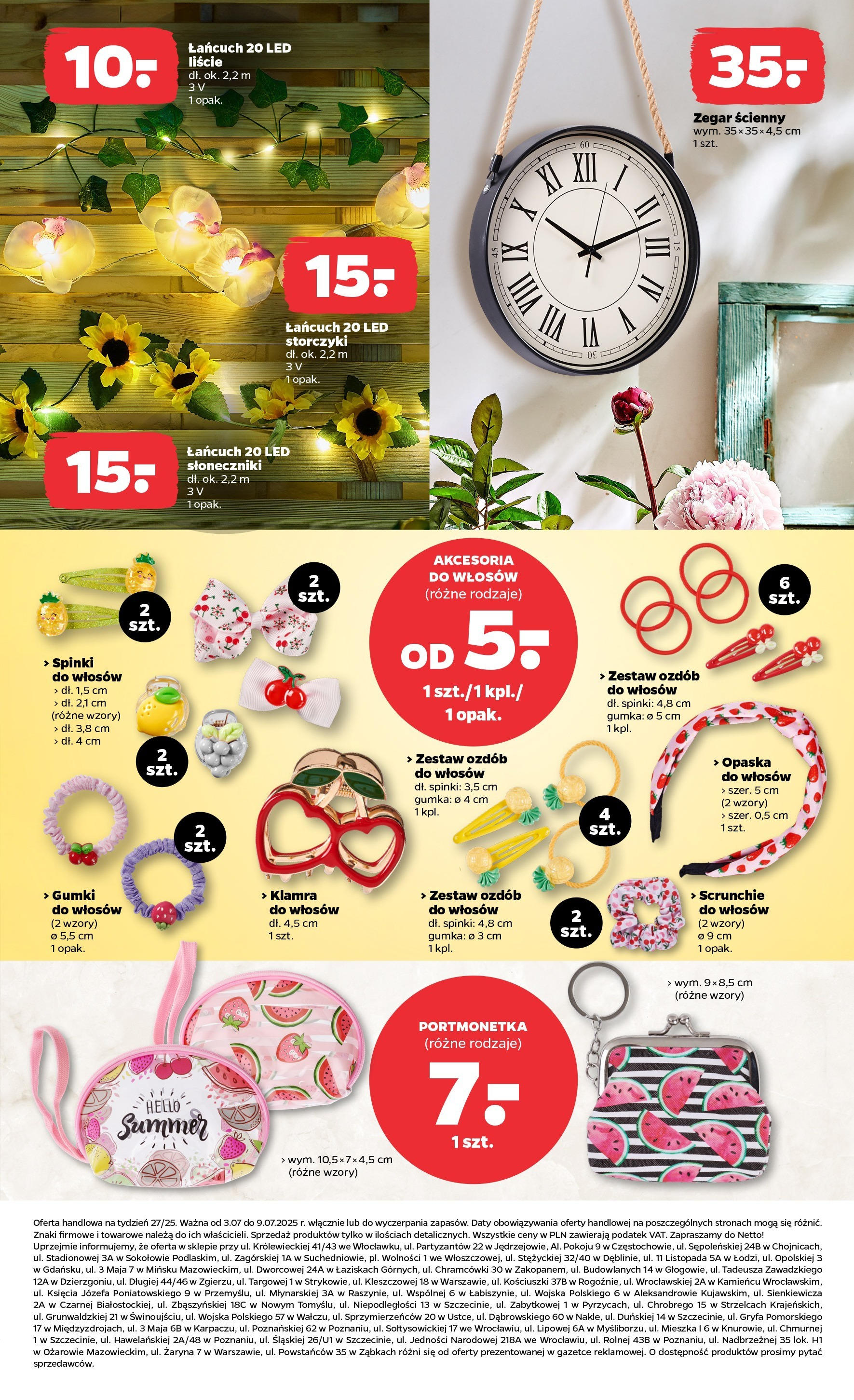 Netto gazetka - Spożywcza od 03.07.2025 - Aktualne promocje | Strona: 27 | Produkty: Opaska do włosów, Storczyki, Zegar
