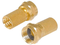 Vivanco 44004 Vergoldeter F-Stecker mit Dichtung, 7mm, 2 Stk.