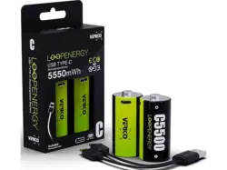 Verico C Baby Batterie Wiederaufladbar Li-ion, 2er Pack; Akku